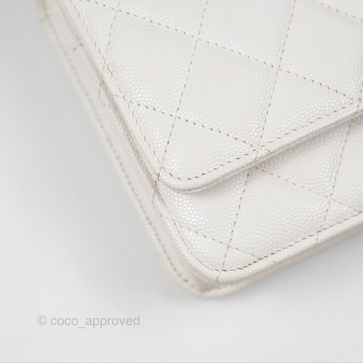 Chanel Quilted Classic Wallet on Chain WOC White Caviar Gold Hardware