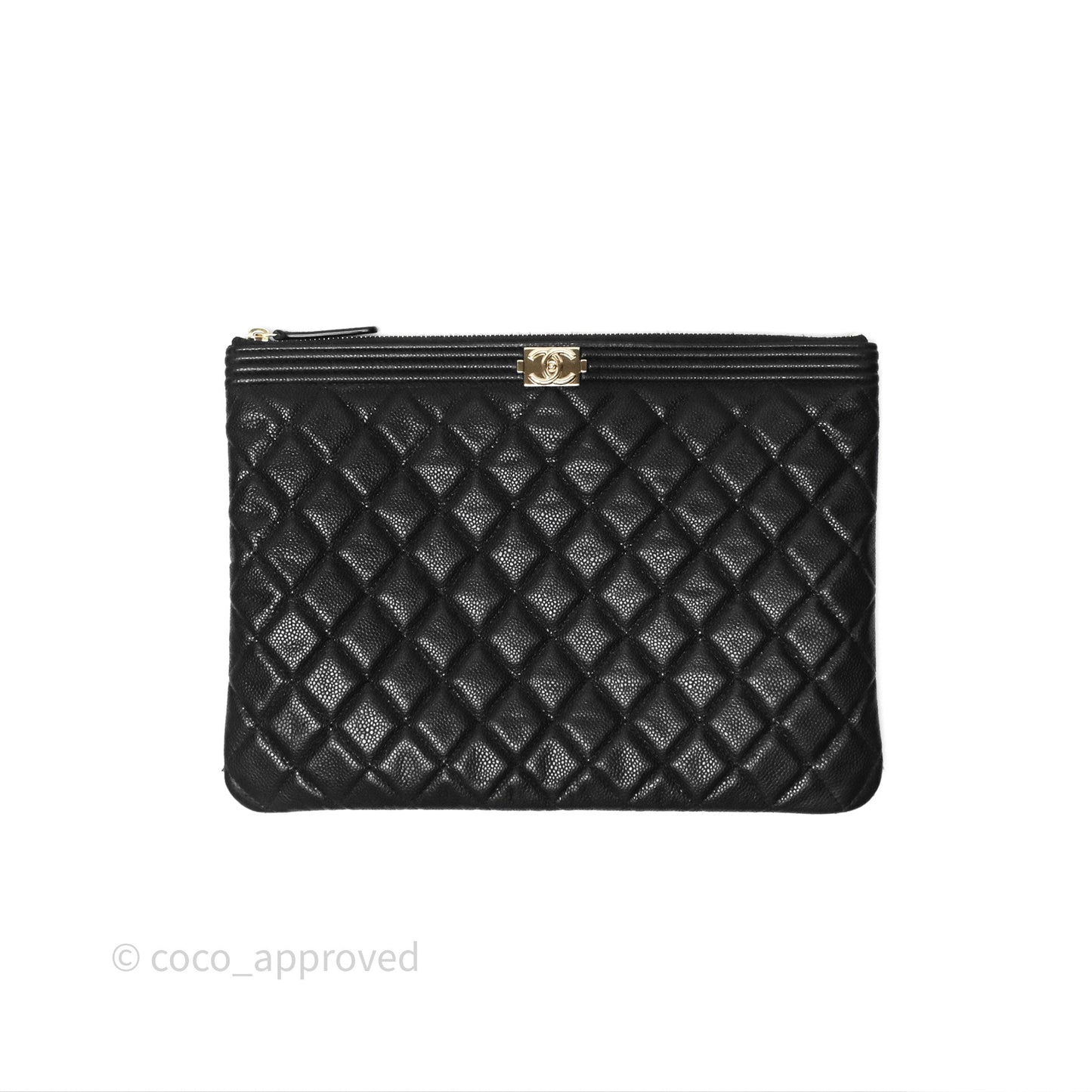 Chanel Medium O Case Boy Black Caviar Gold Hardware
