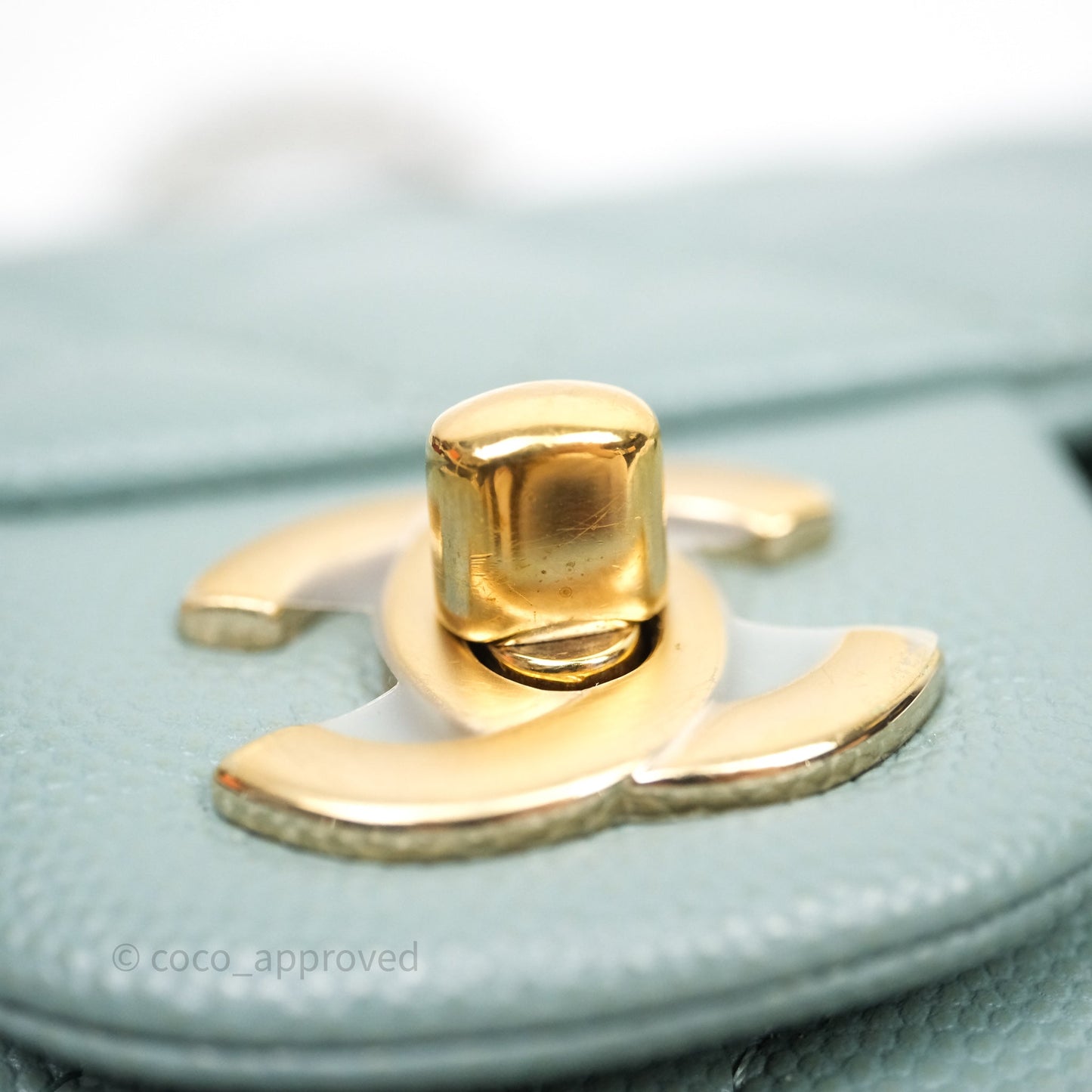 Chanel Small Quilted Classic Flap Tiffany Green Cavier Gold Hardware