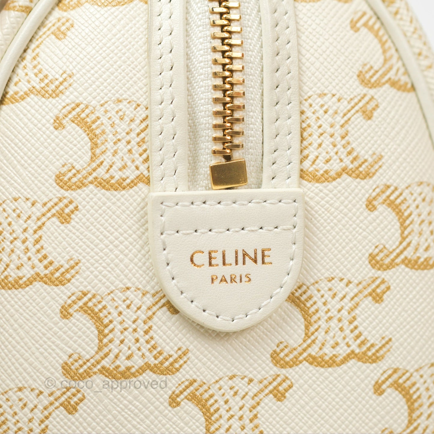 Celine Small Triomphe Canvas Boston Bag White Calfskin