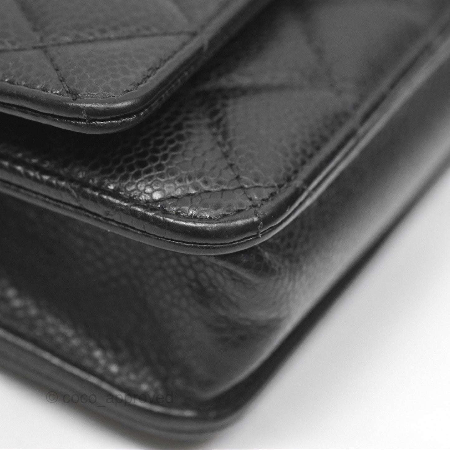 Chanel Classic Quilted Wallet On Chain WOC Black Caviar Gold Hardware