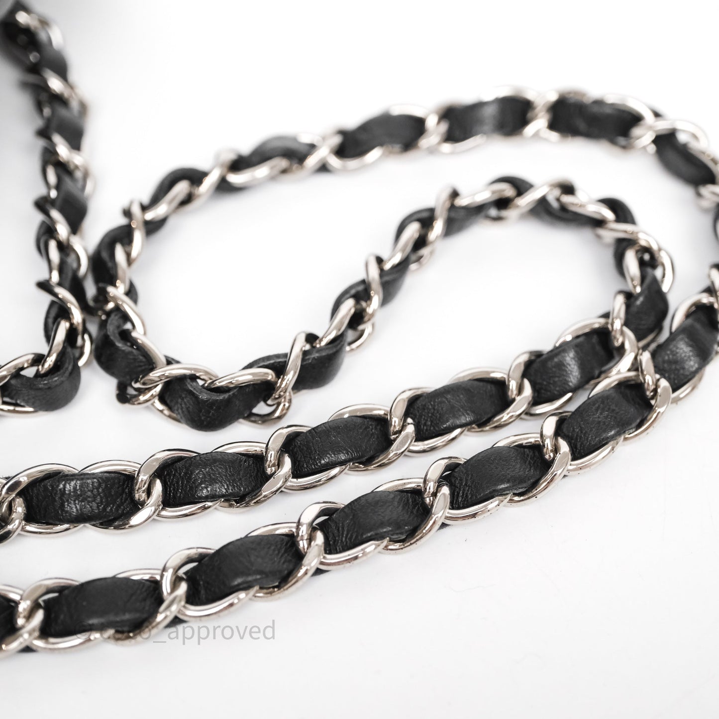 Chanel Mini Square Black Lambskin Chervon Bag Silver Hardware