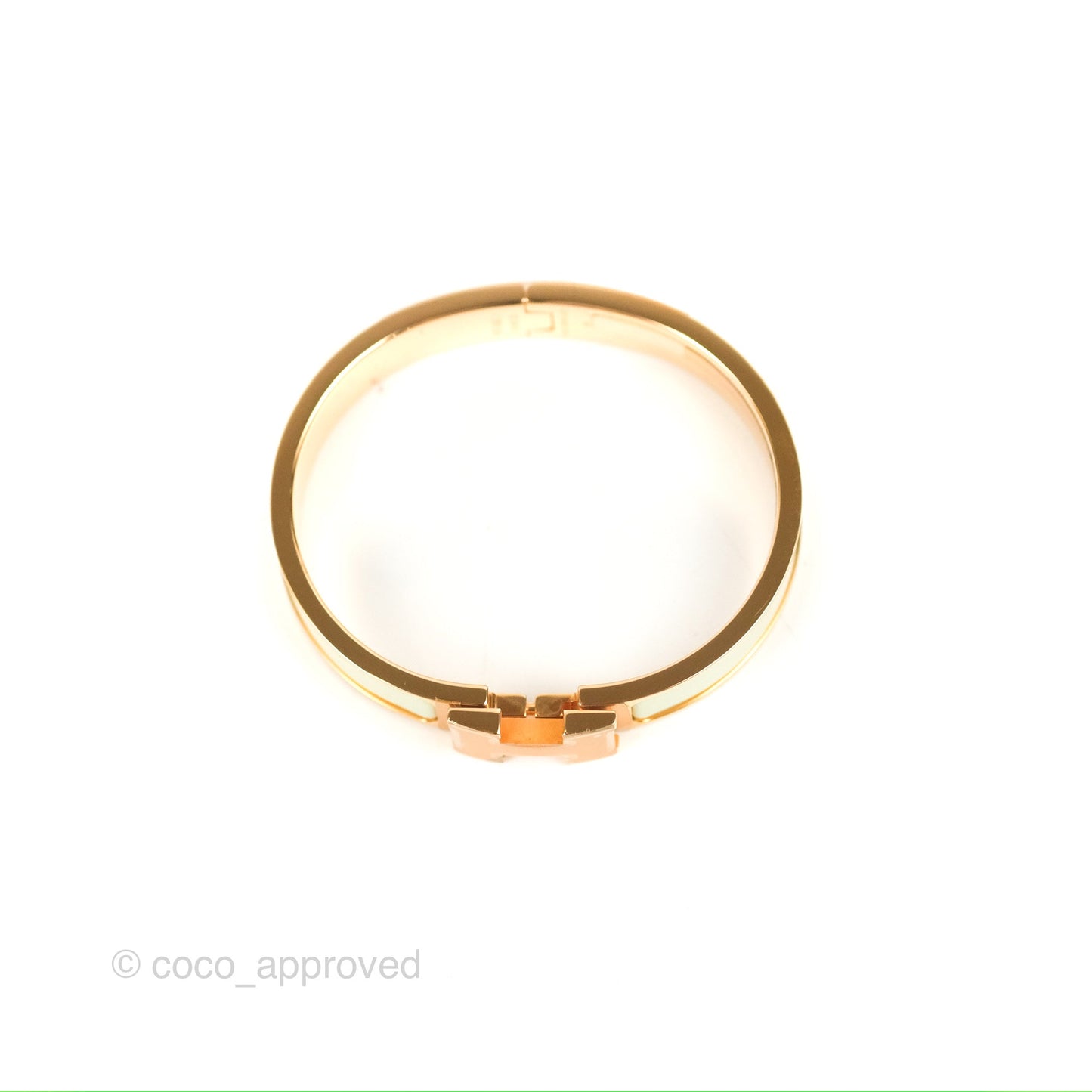 Hermès Clic H Bracelet Vert Fizz Rose Gold Hardware PM