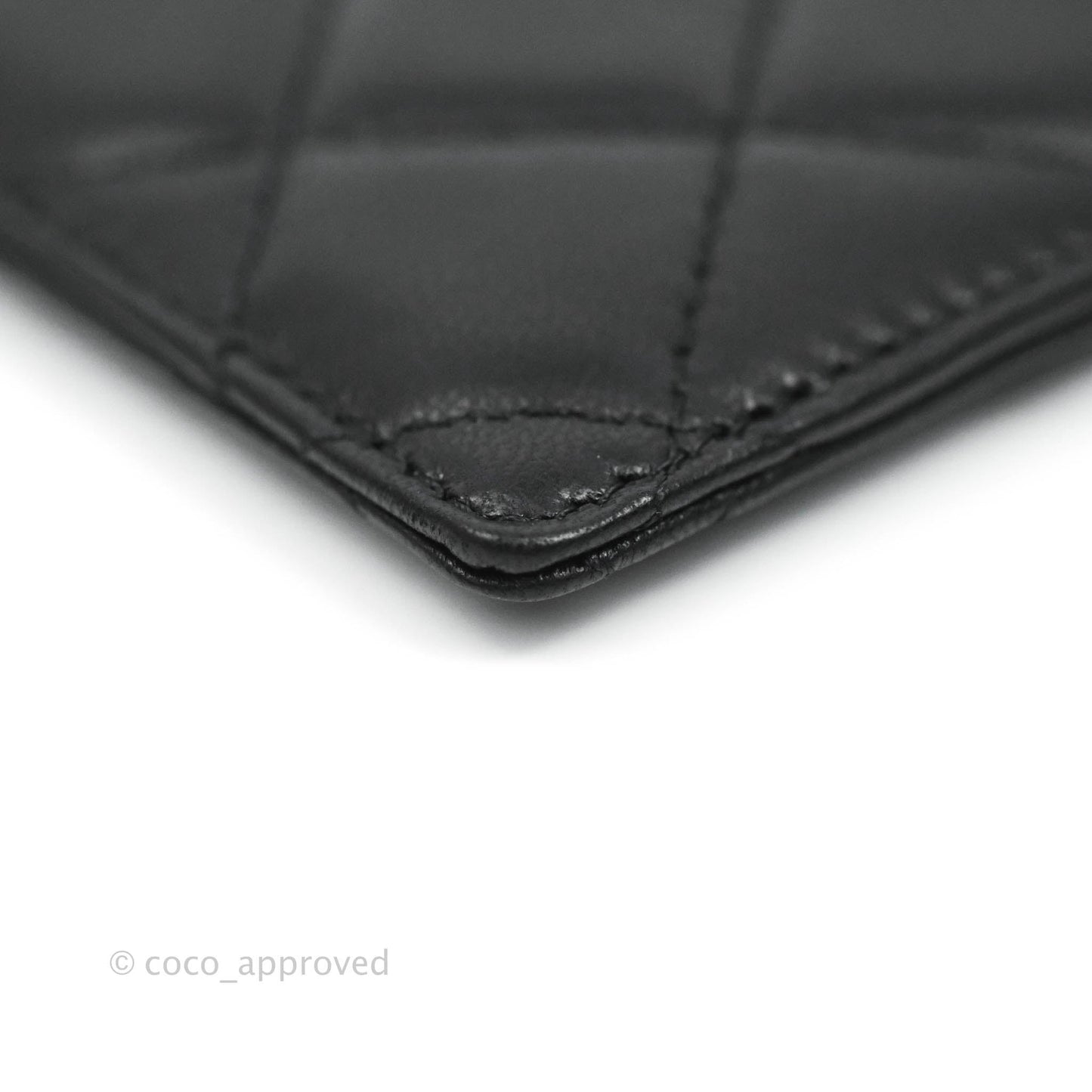 Chanel Quilted Glitter CC Chain Card Holder Black Lambskin Gold Hardware