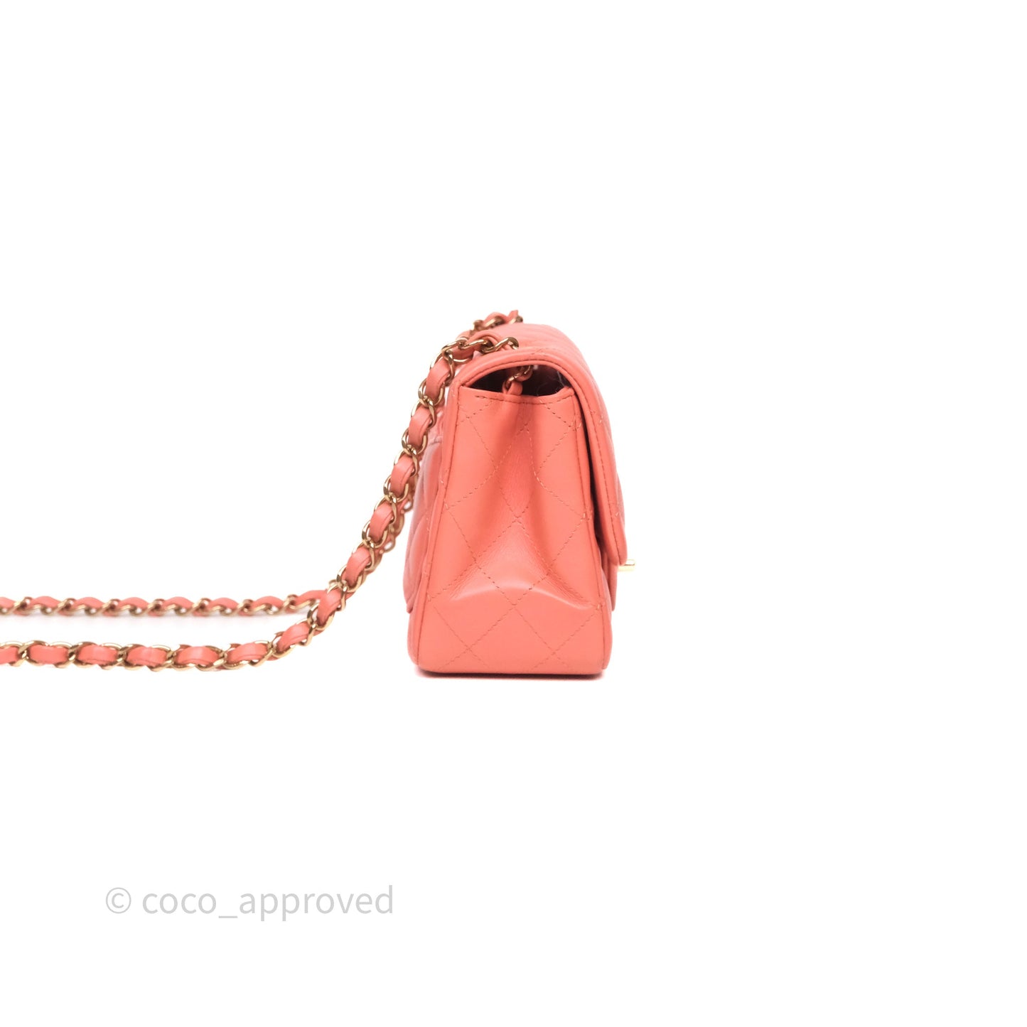 Chanel Mini Square Flap Quilted Pink Lambskin Gold Hardware
