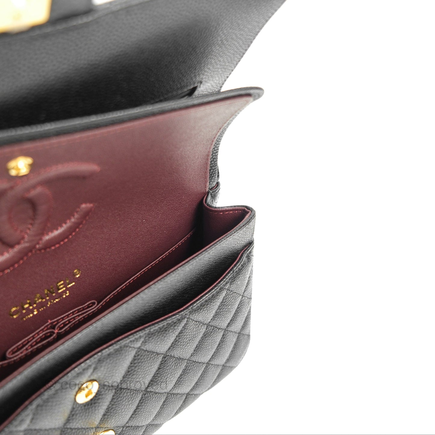 Chanel Classic M/L Medium Flap Quilted Black Caviar Gold Hardware