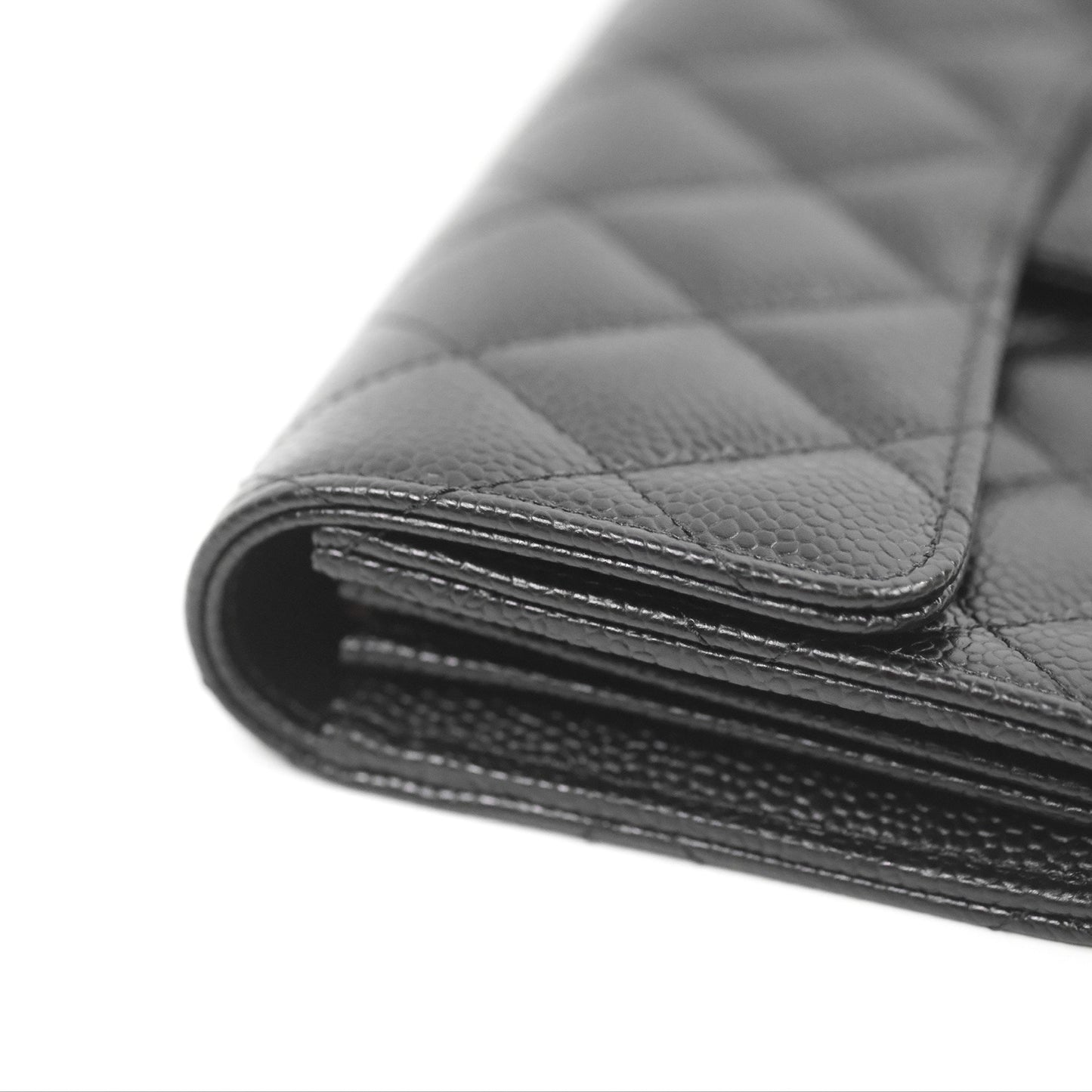 Chanel Quilted Classic Zip Long Wallet Black Caviar Silver Hardware