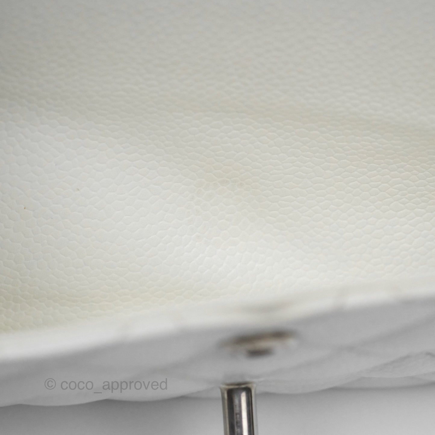 Chanel Classic M/L Medium Flap Quilted White Caviar Silver Hardware
