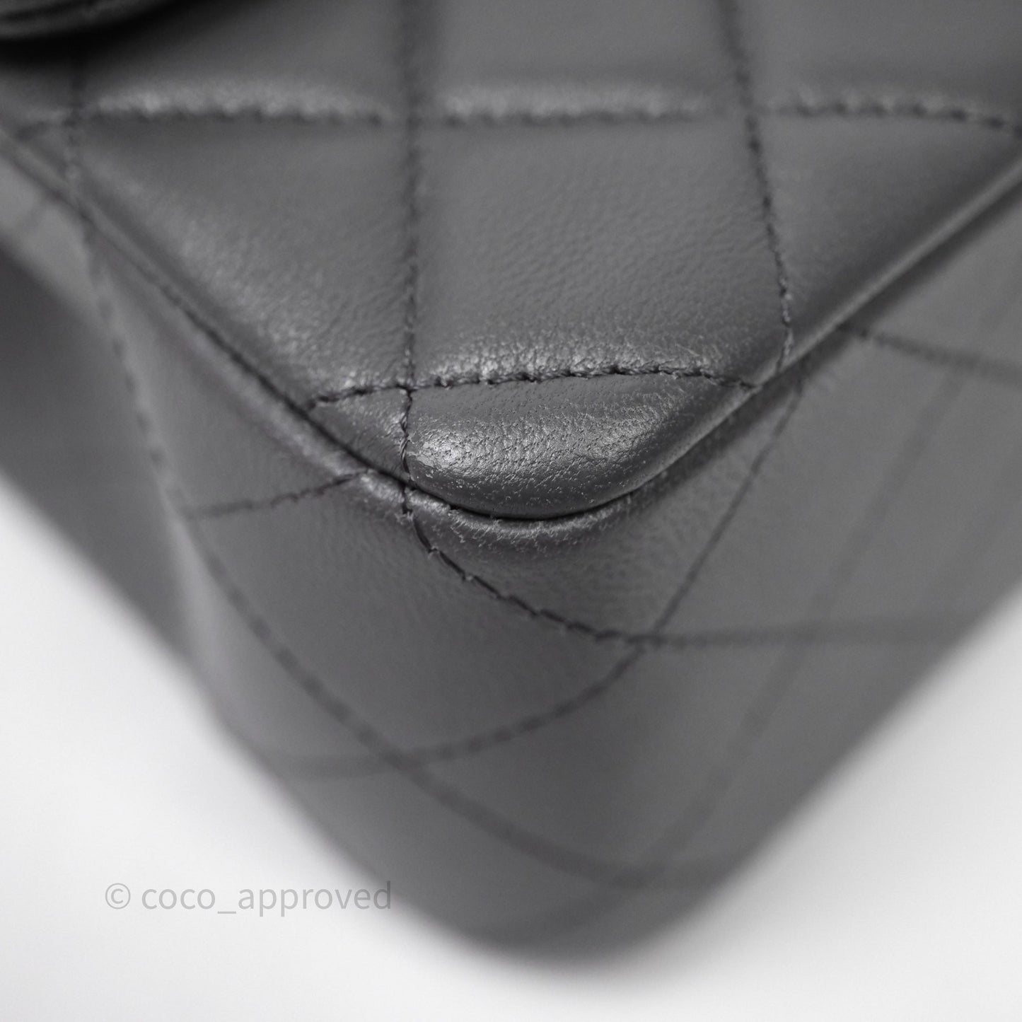 Chanel Quilted Mini Rectangular Dark Grey Lambskin Silver Hardware