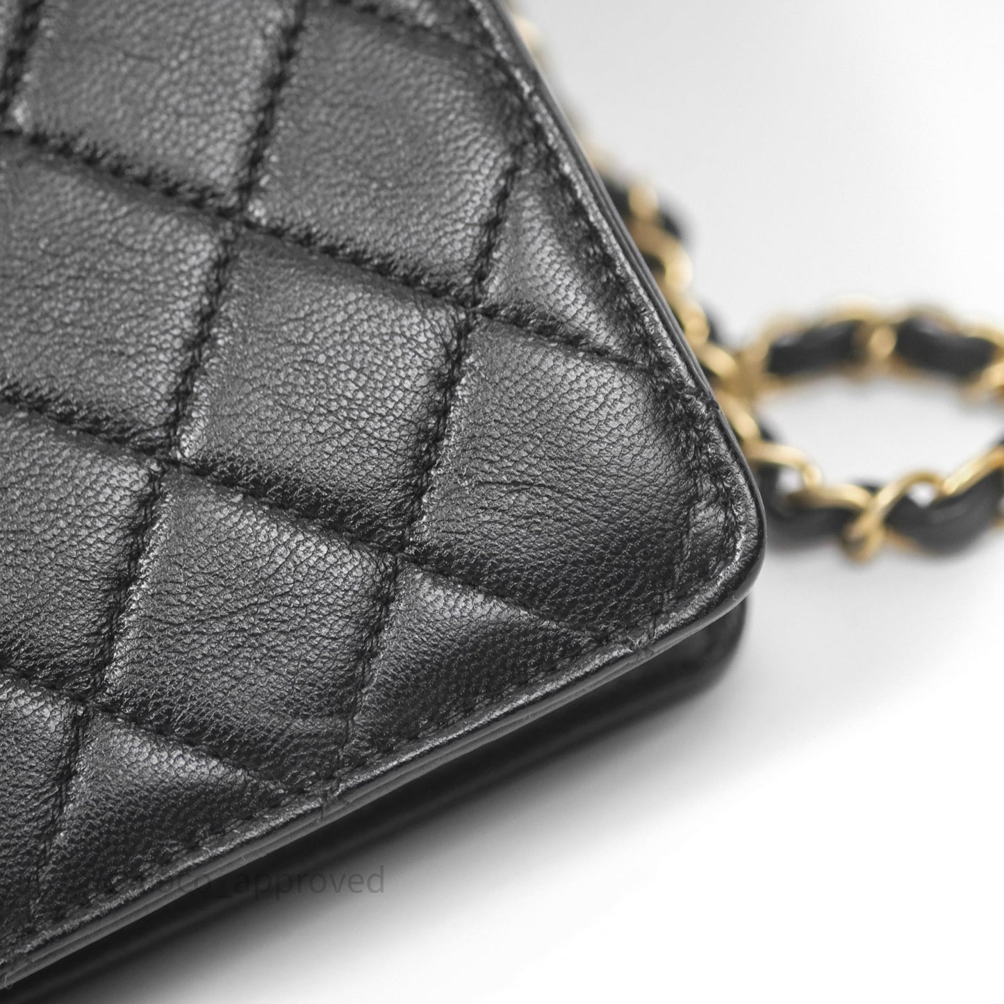 Chanel Quilted Chic Logo Pearls Flap Black Goatskin Aged Gold Hardware