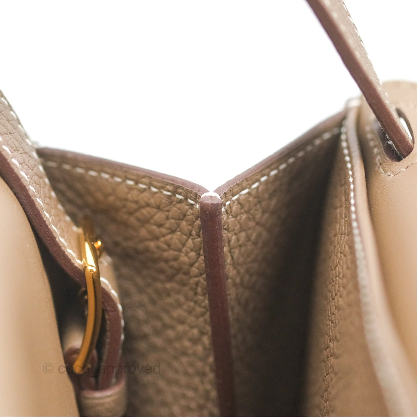 Hermès Halzan 31 Etoupe Clemence Gold Hardware