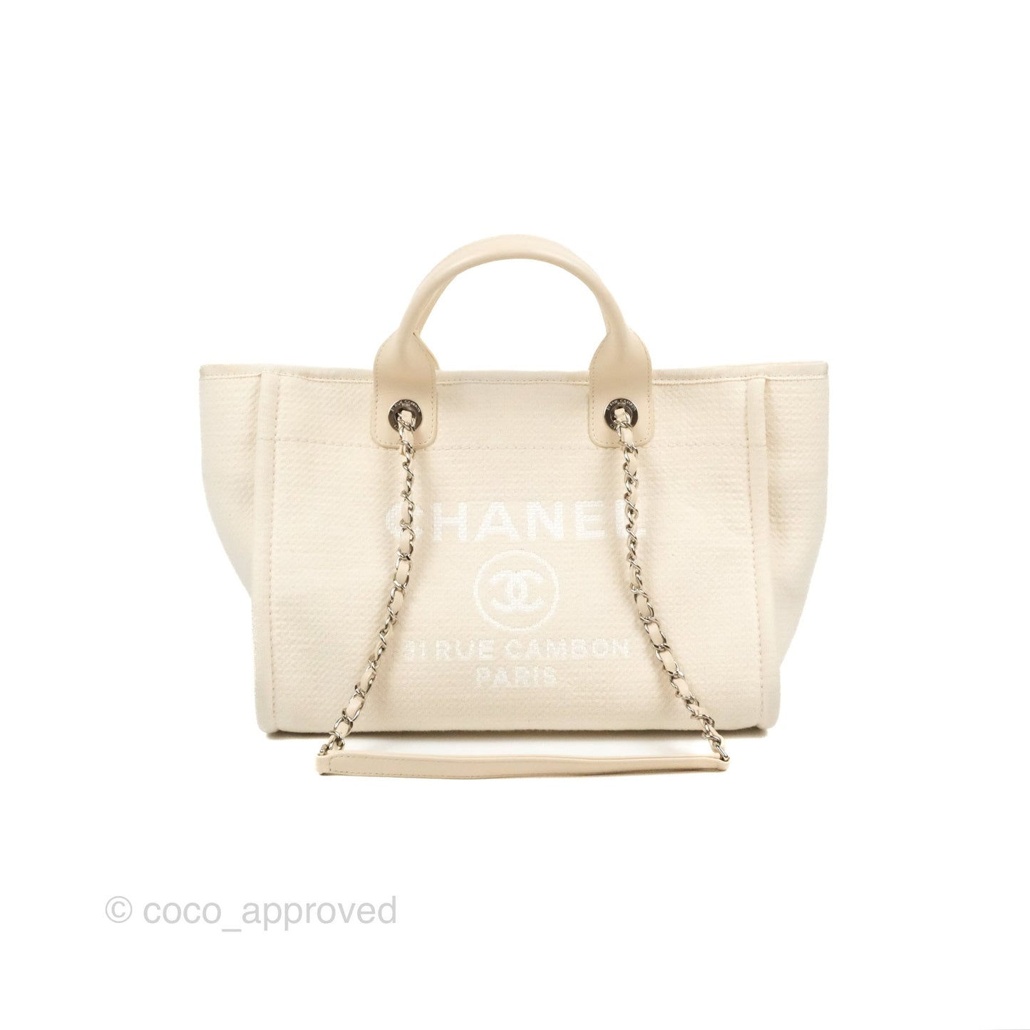 Chanel New Small Deauville Cream Ivory Canvas
