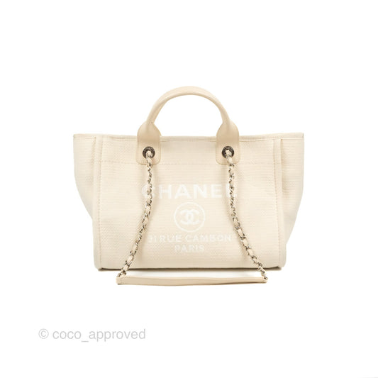 Chanel New Small Deauville Cream Ivory Canvas