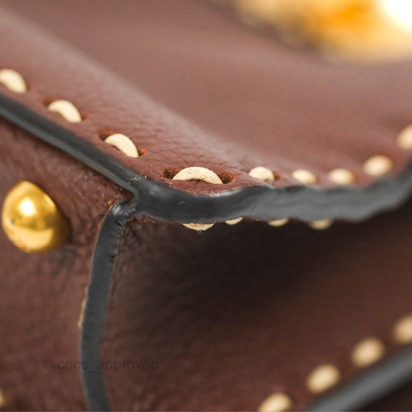 Fendi Peekaboo Iseeu Contrast Stitch Brick Brown Grained Leather Gold Hardware