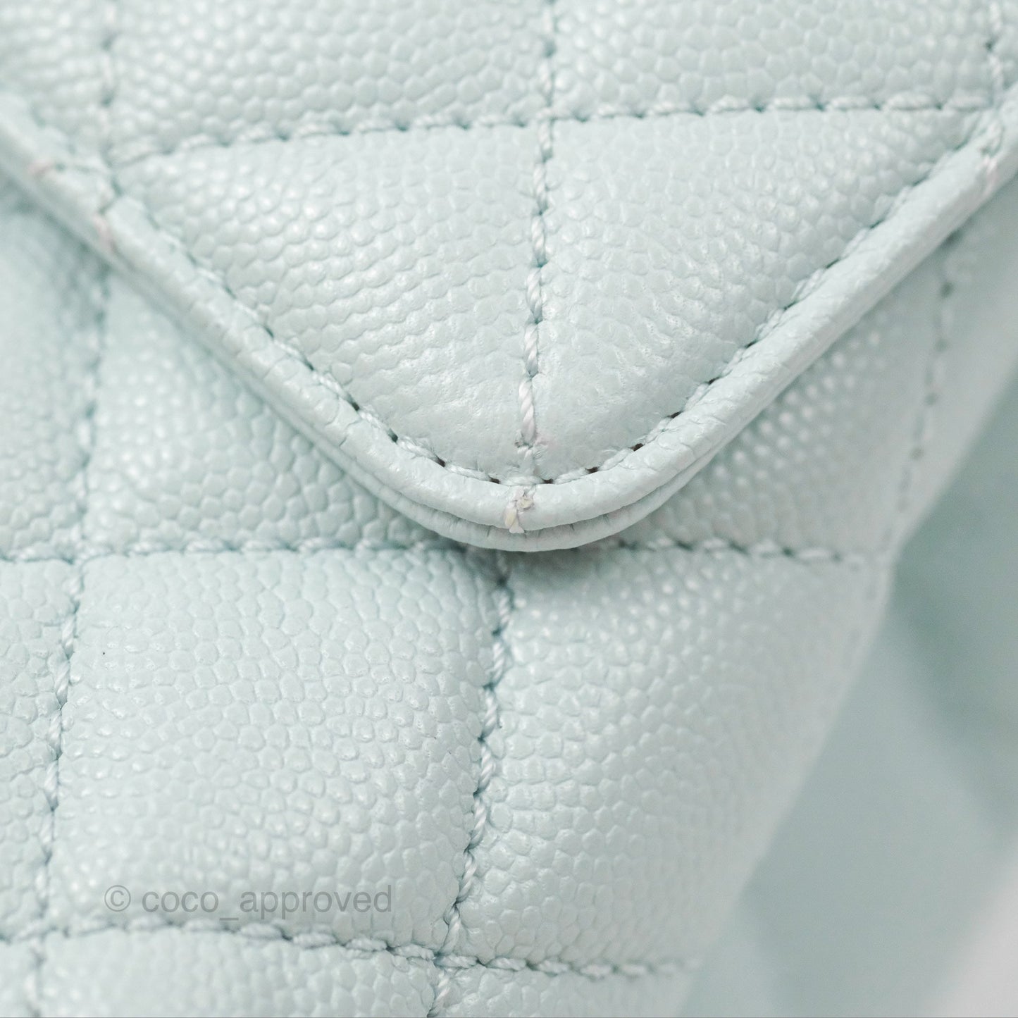 Chanel Small Coco Handle Quilted Light Baby Blue Caviar Gold Hardware