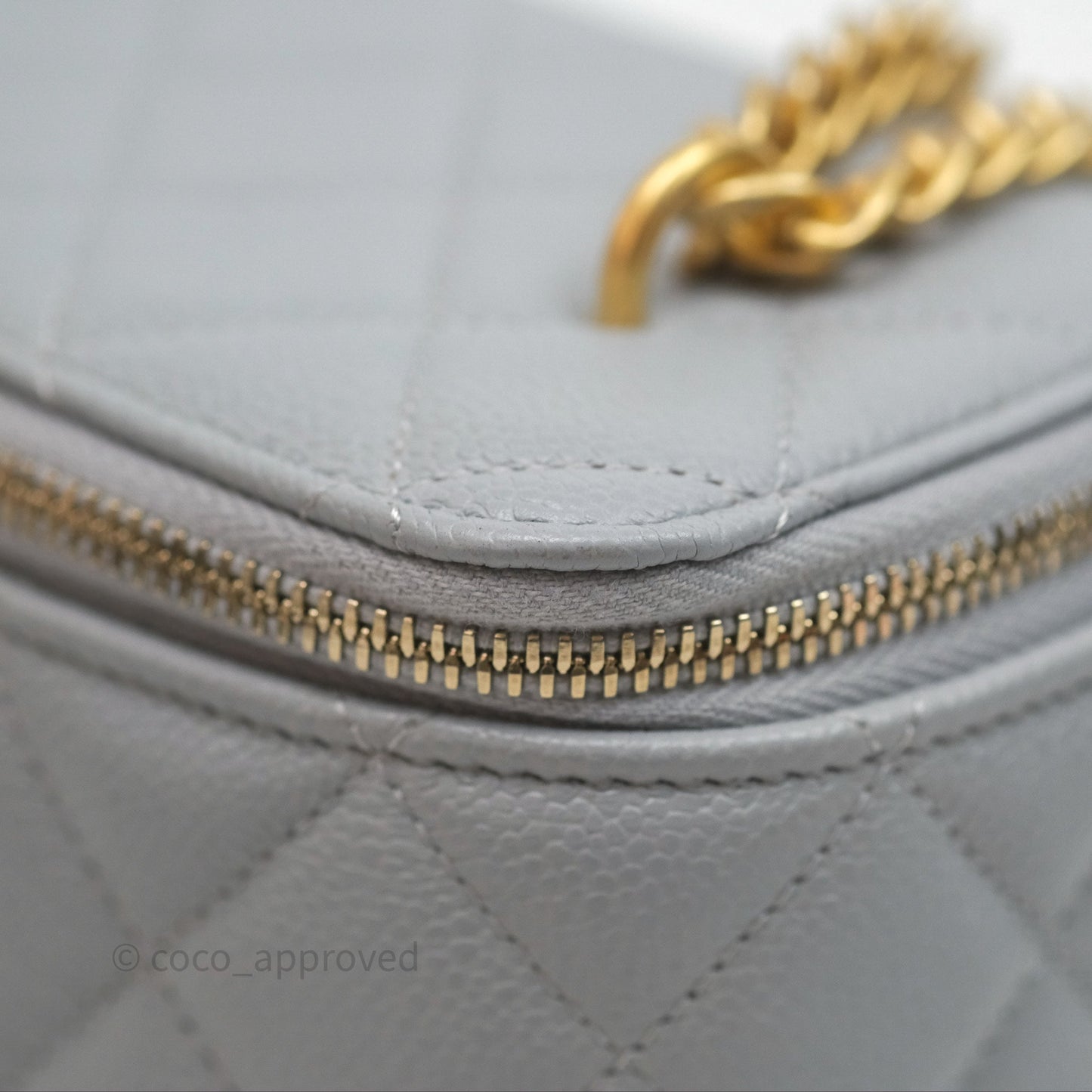 Chanel Heart Crush Vanity With Chain Grey Caviar Aged Gold Hardware