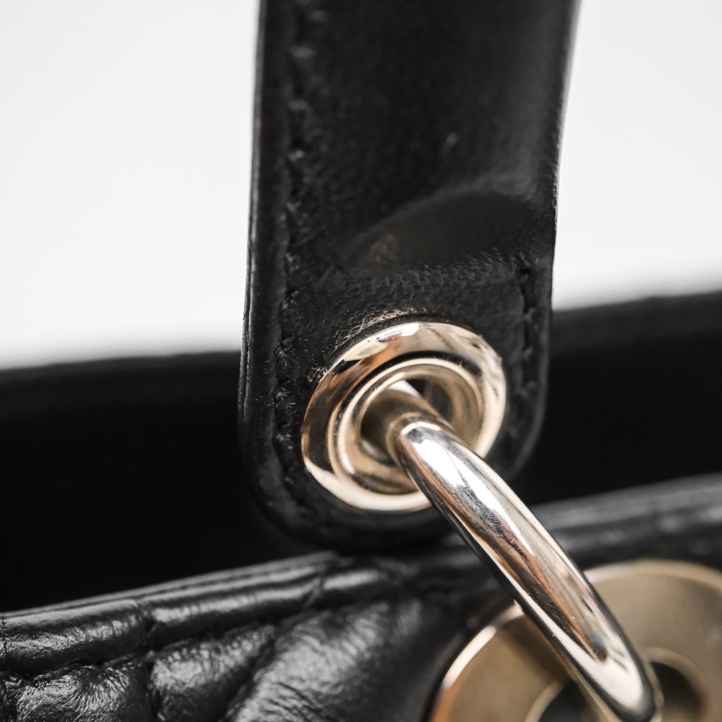 Christian Dior Medium Lady Dior Black Lambskin Silver Hardware