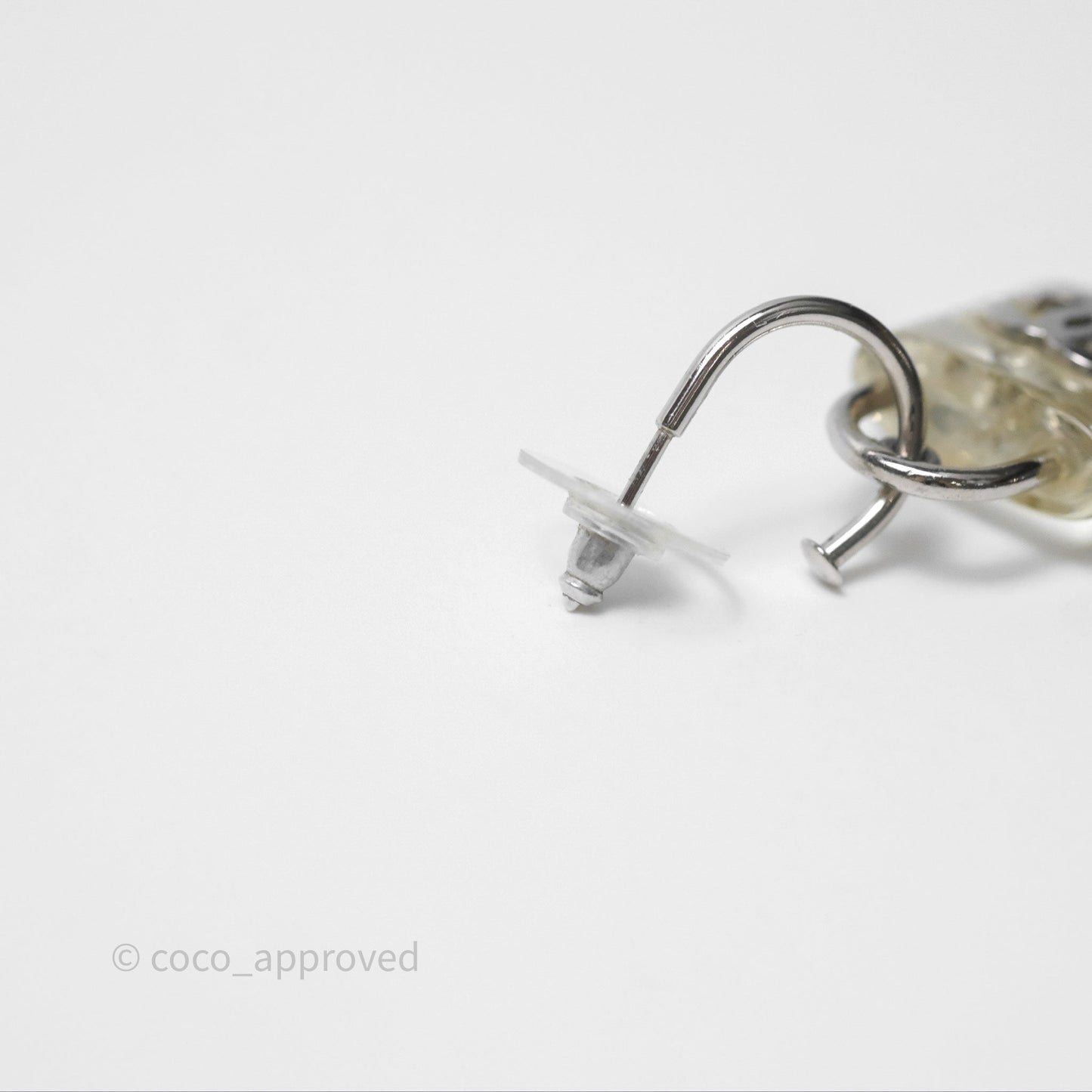 Chanel CC Padlock Resin Drop Earrings 14K