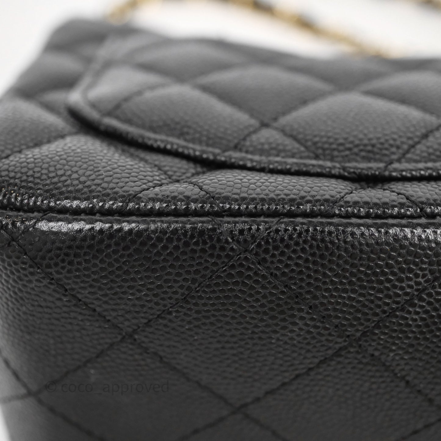 Chanel Mini Square Quilted Black Caviar Gold Hardware