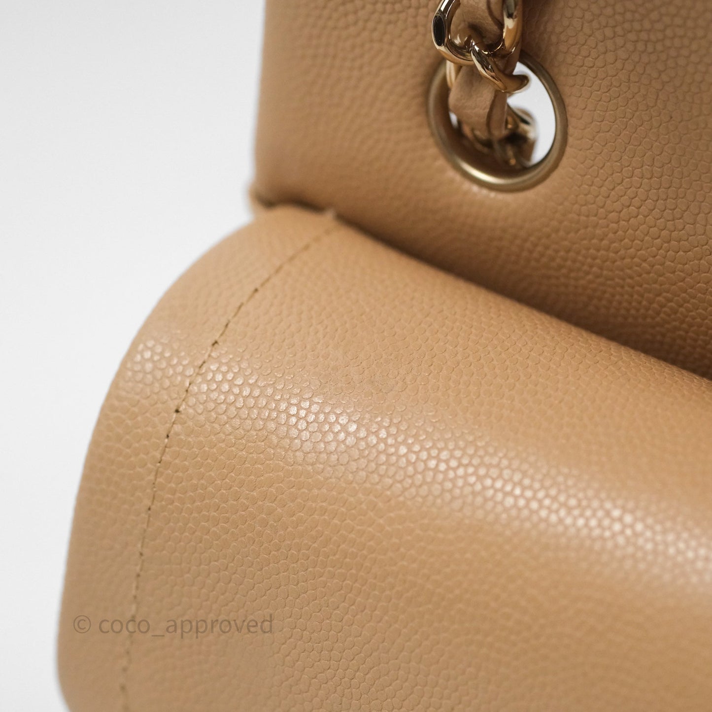 Chanel Classic Small S/M Quilted Flap Beige Caviar Gold Hardware