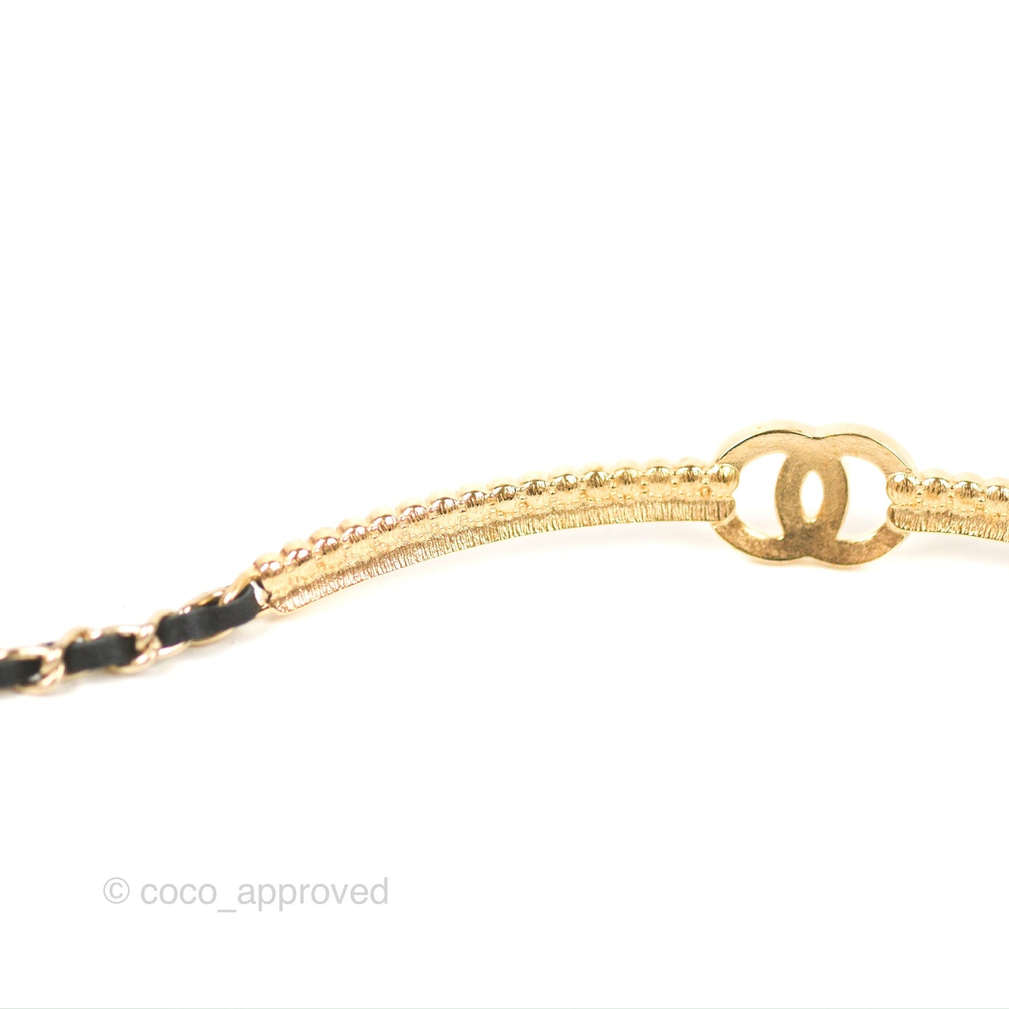 Chanel Crystal CC Black Chain Choker Gold Tone 22B