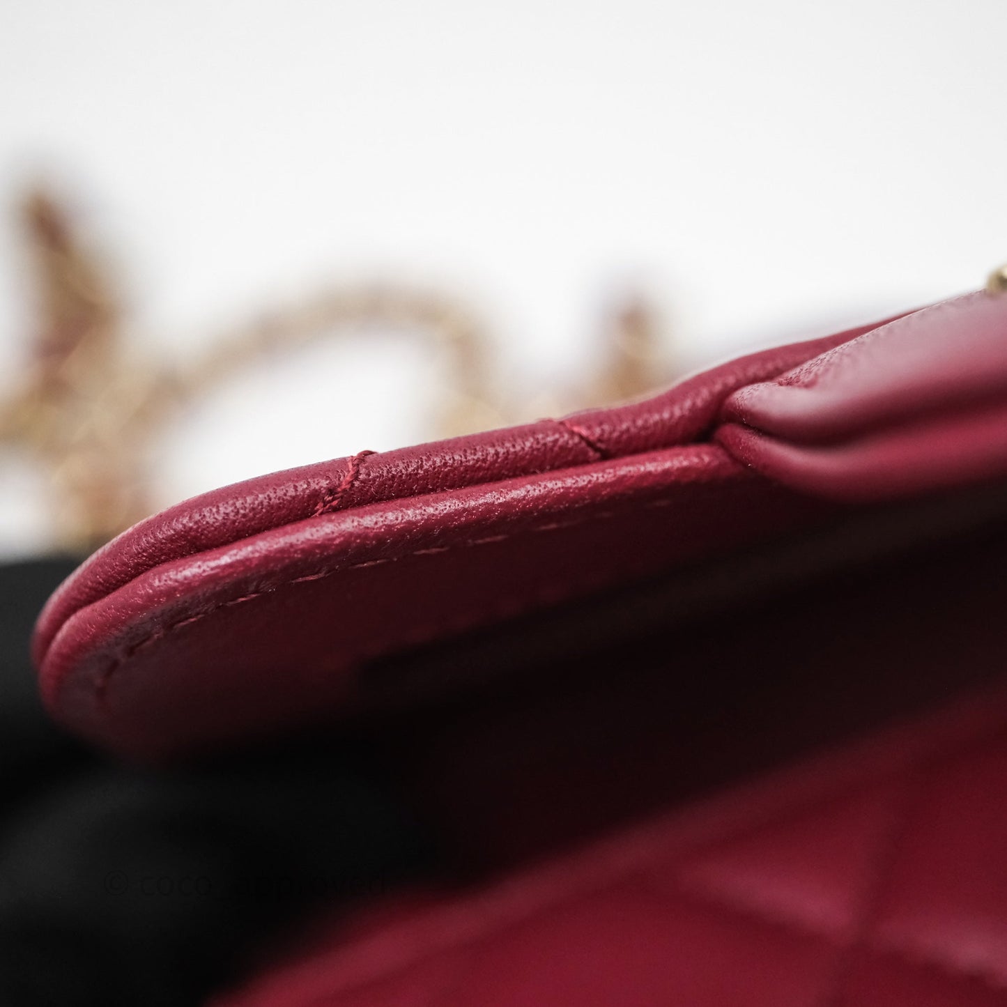 Chanel Mini Top Handle Flap Bag Red Lambskin Gold Hardware