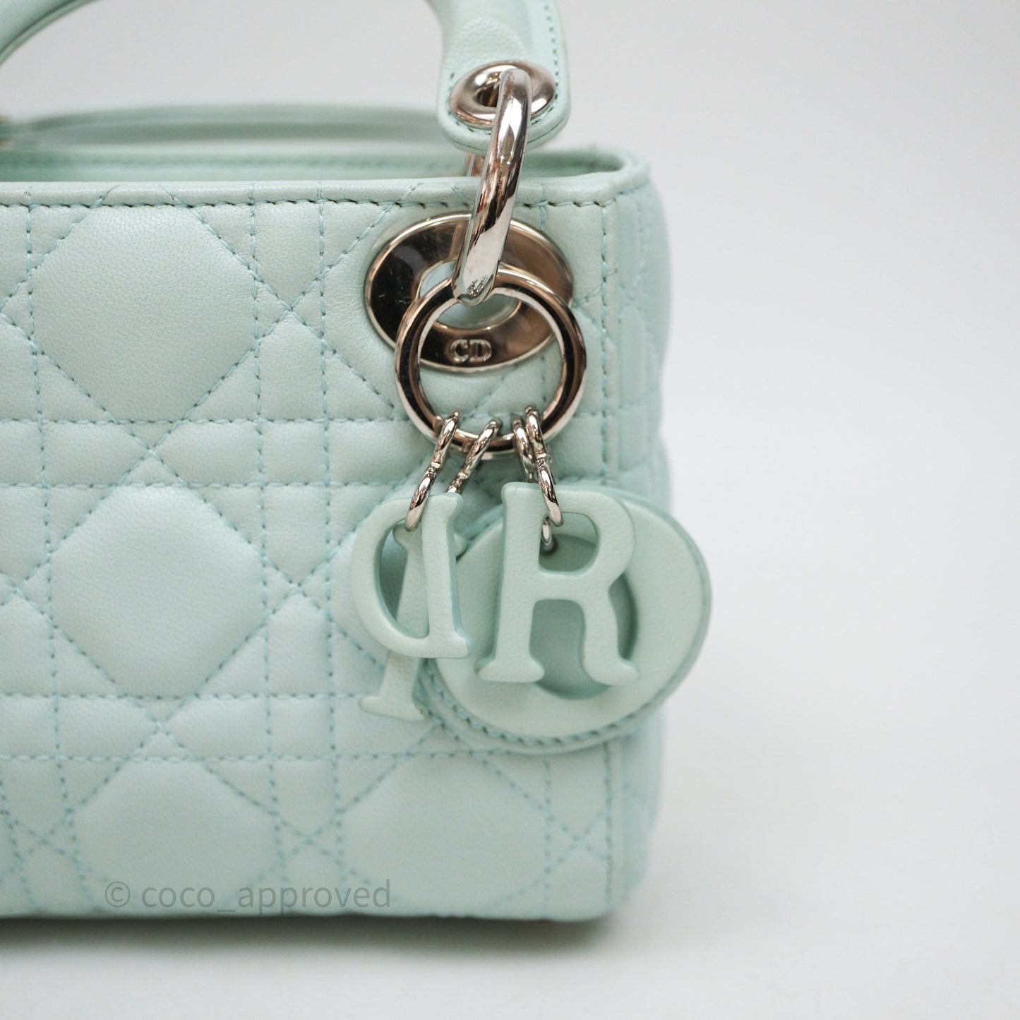 Christian Dior Mirco Lady Dior Cannage Calfskin Light Green Matte