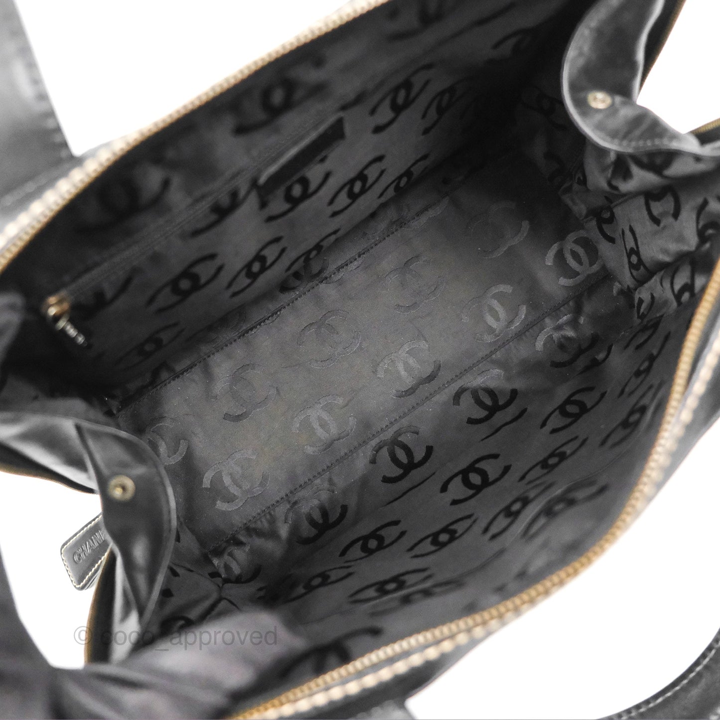 Chanel Vintage Wild Stitch Tote Bag Lambskin Black