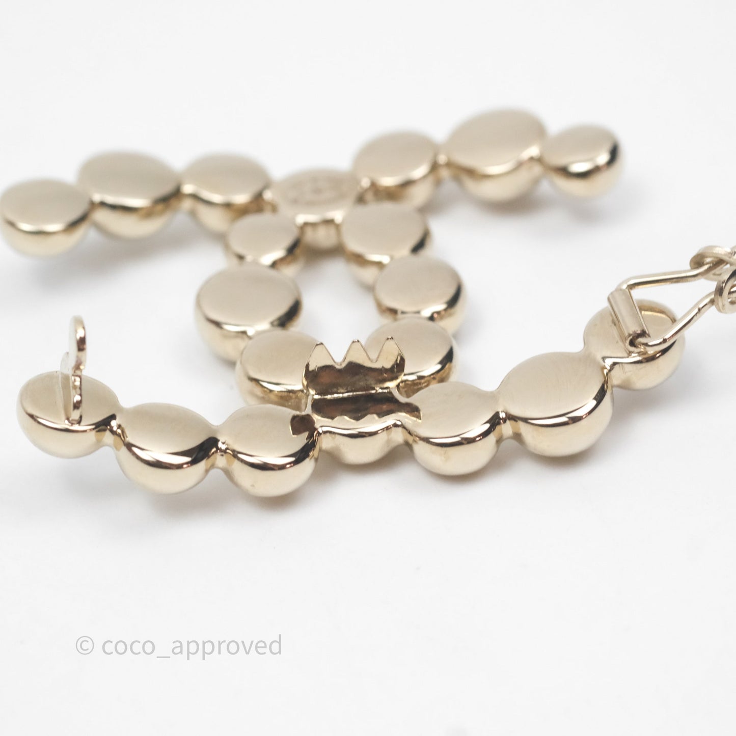 Chanel Metal Beaded CC Hair Clip Gold Tone 21S