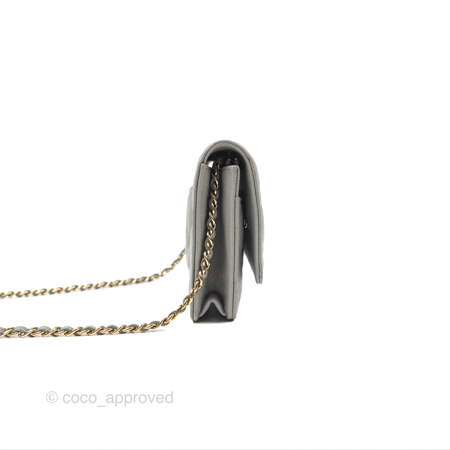 Chanel Quilted Classic Wallet On Chain WOC Grey Caviar Gold Hardware