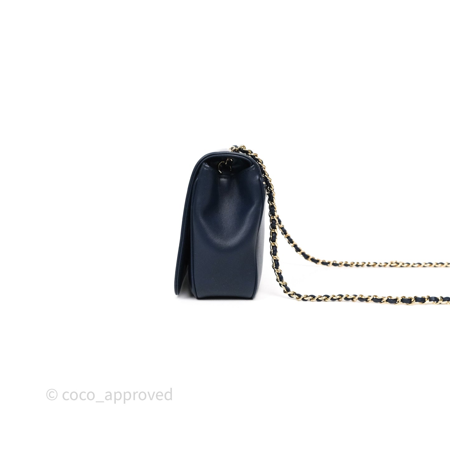Chanel CC Mania Flap Bag Navy Lambskin Gold Hardware