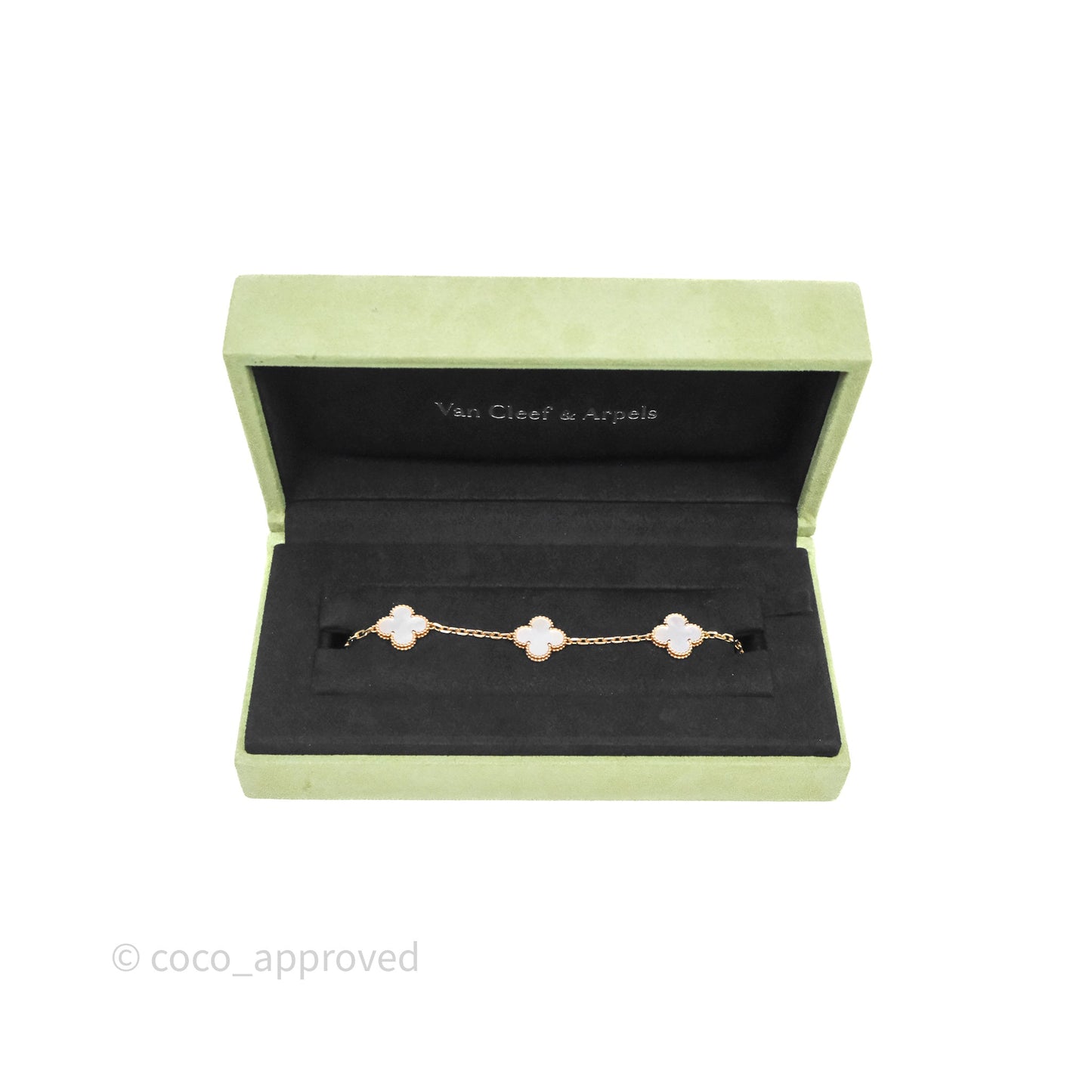 Van Cleef & Arpels Vintage Alhambra 5 Motifs White Yellow Gold Bracelet