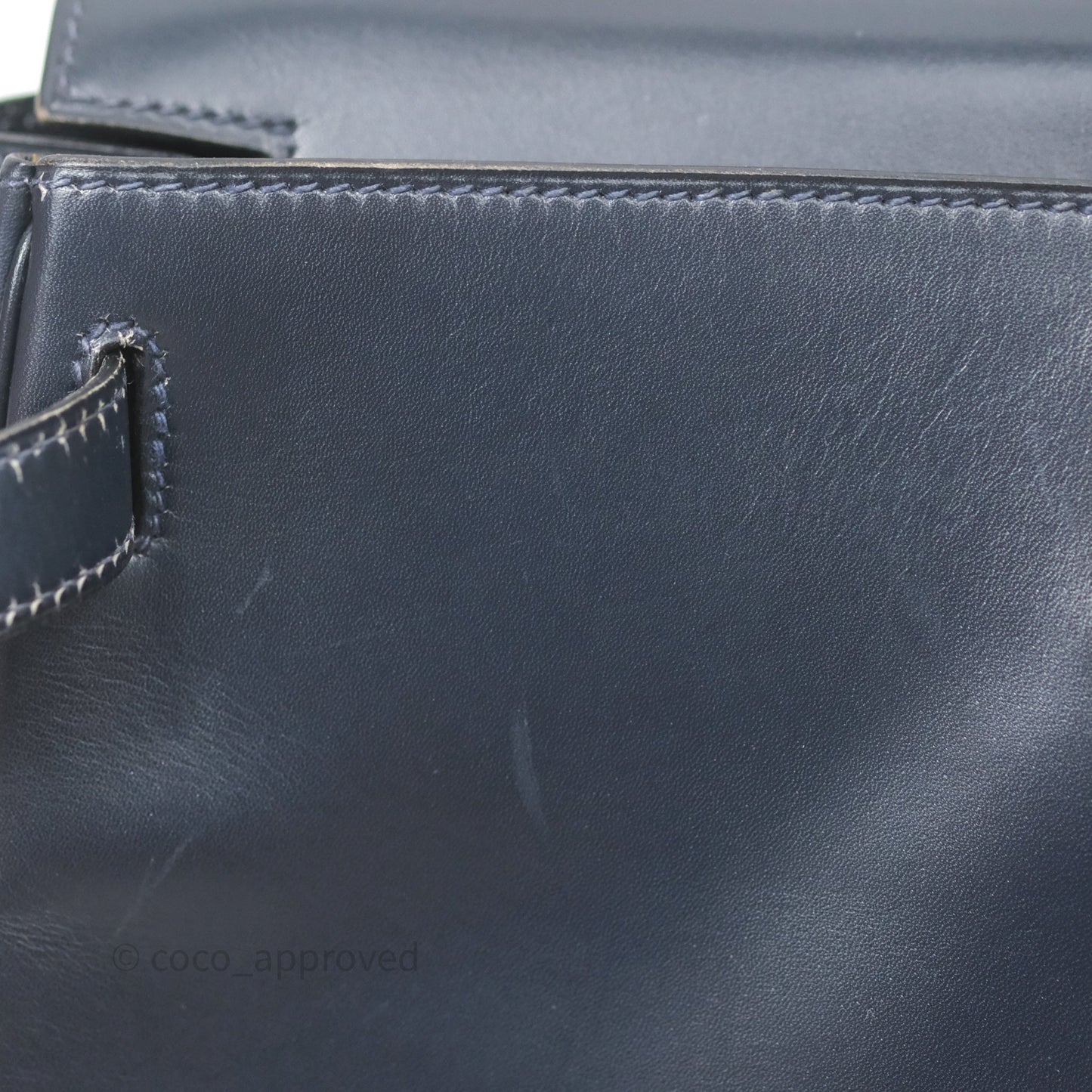 Hermès Vintage Kelly 28 Retourn Navy Box Leather Gold Hardware