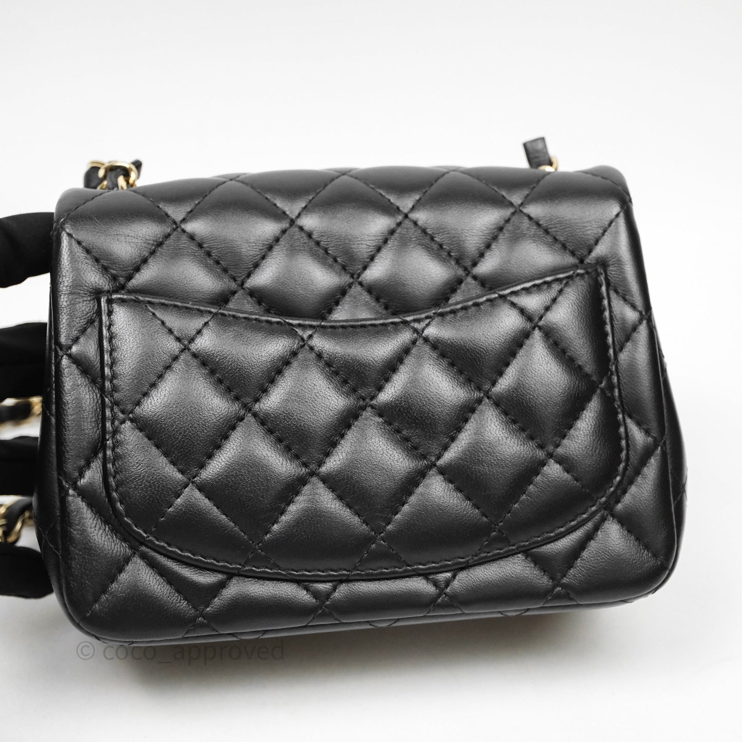 Chanel Mini Square Quilted Black Lambskin Gold Hardware