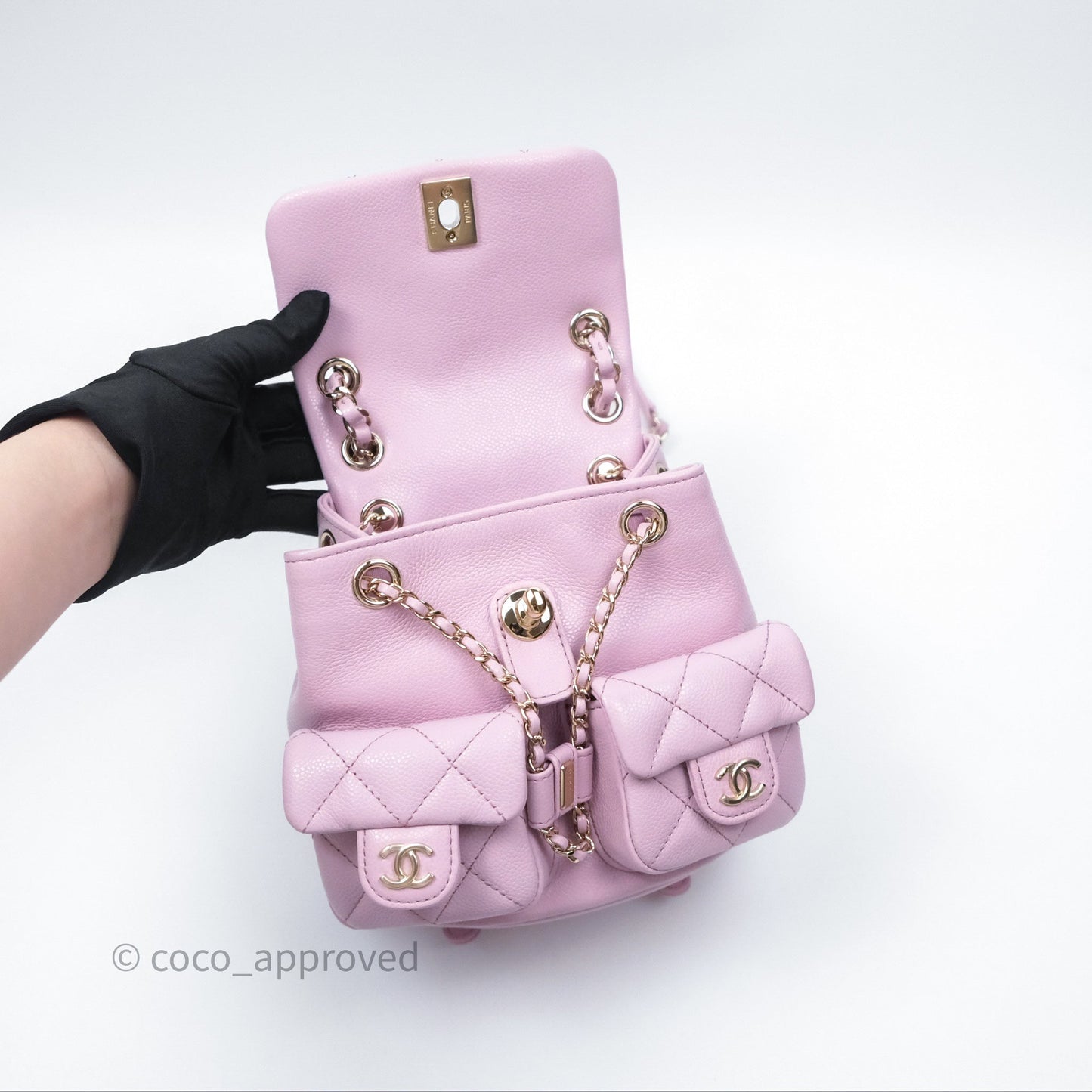 Chanel Mini Duma Backpack Pink Lilac Caviar Gold Hardware