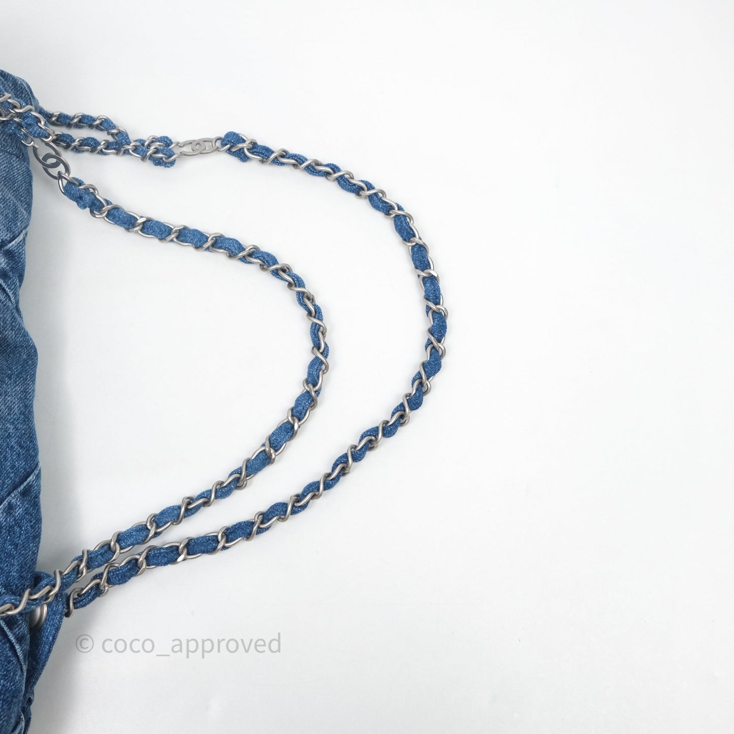 Chanel 22 Small Backpack Blue Denim Ruthenium Hardware