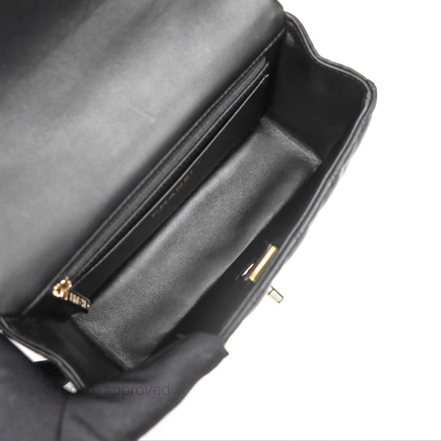 Chanel Top Handle Mini Rectangular Flap Bag Black Lambskin Gold Hardware