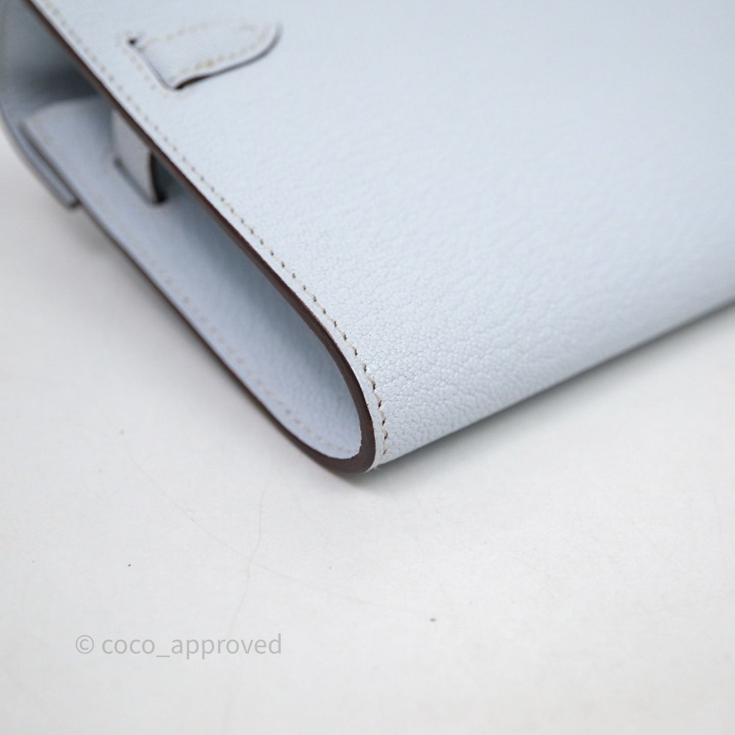Hermès Kelly To Go Bleu Brume T0 Chèvre Mysore Palladium Hardware