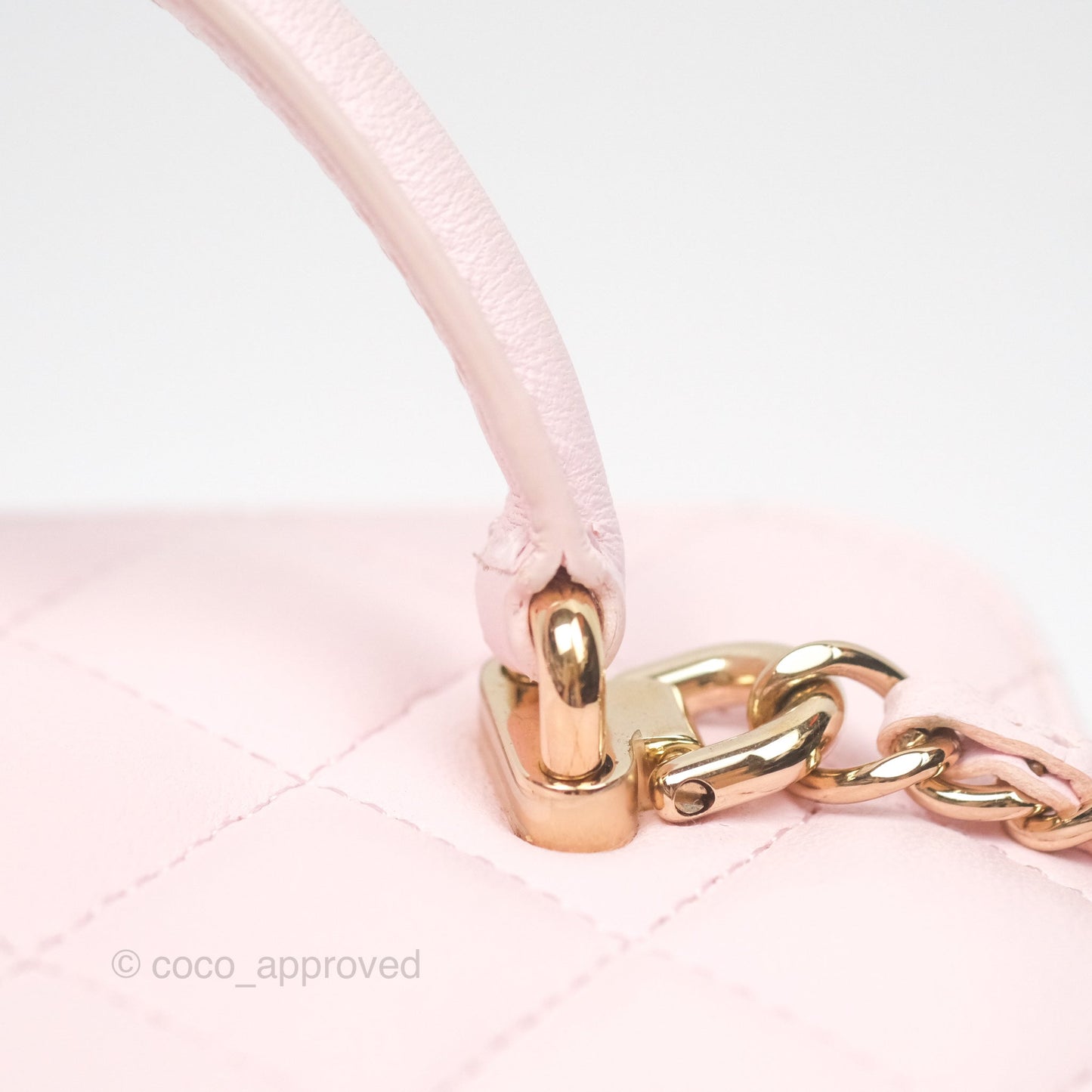 Chanel Vanity Rectangular Top Handle Light Pink Lambskin Gold Hardware