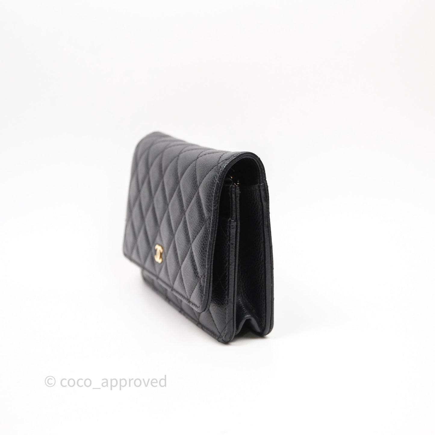 Chanel Classic Wallet On Chain WOC Quilted Black Caviar Gold Hardware