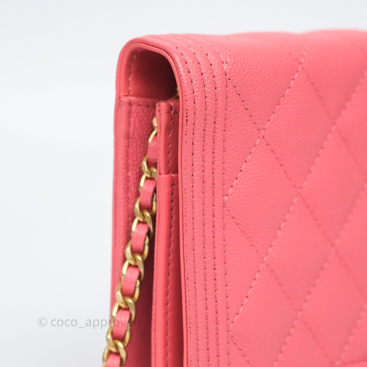 Chanel Boy Wallet on Chain WOC Quilted Dark Pink Caviar Aged Gold Hardware