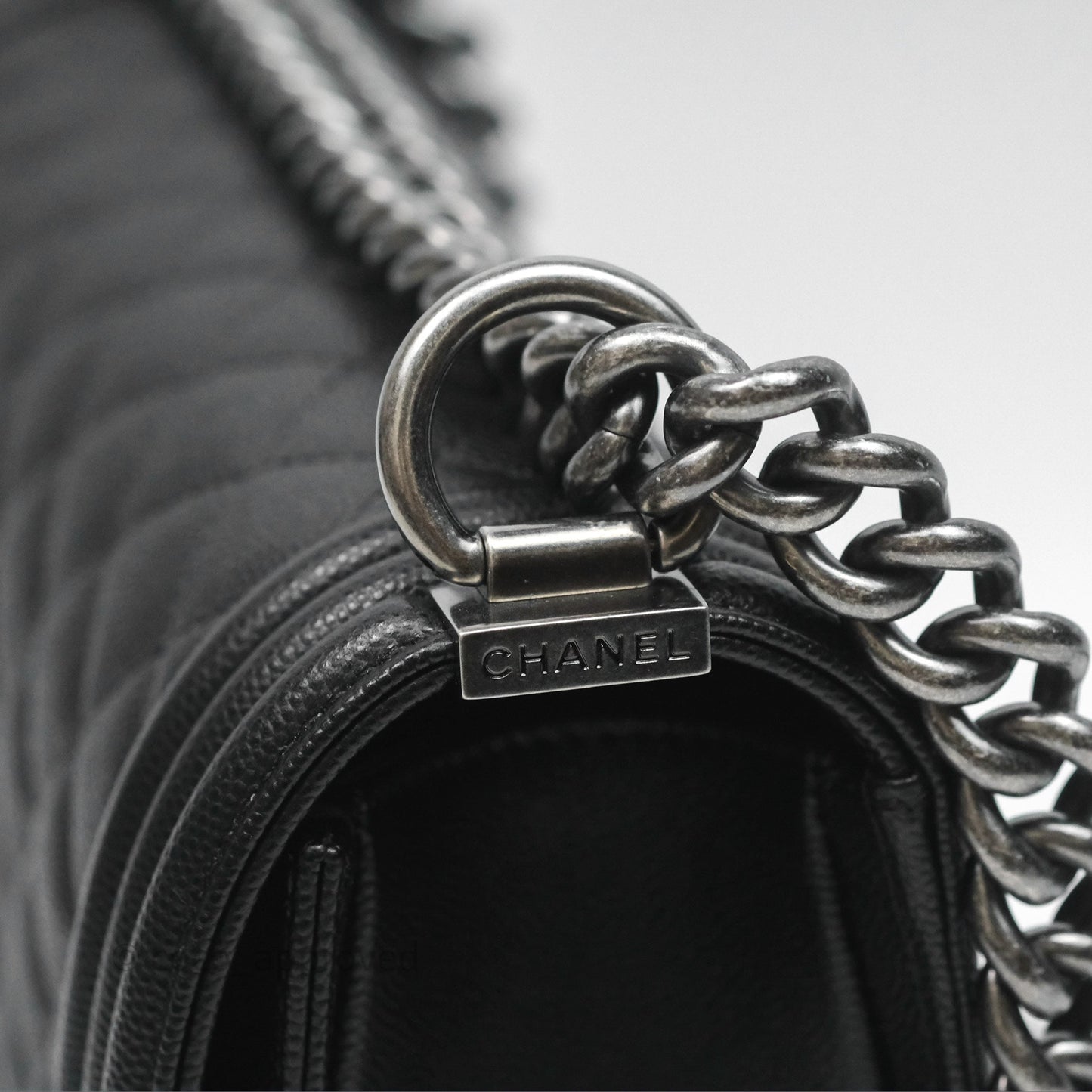Chanel Medium Boy Quilted Black Caviar Ruthenium Hardware