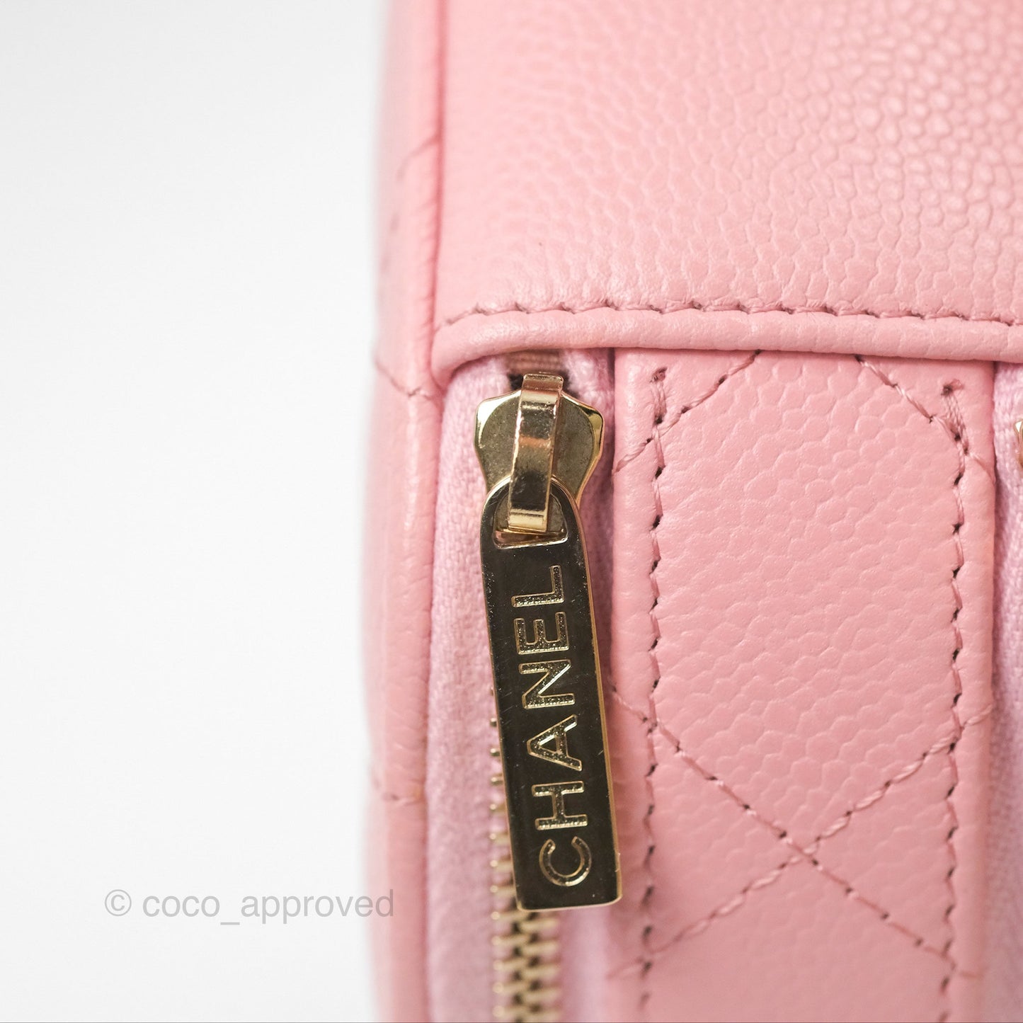 Chanel Mini Round Vanity Bag Handle With Care Pink Caviar 22C