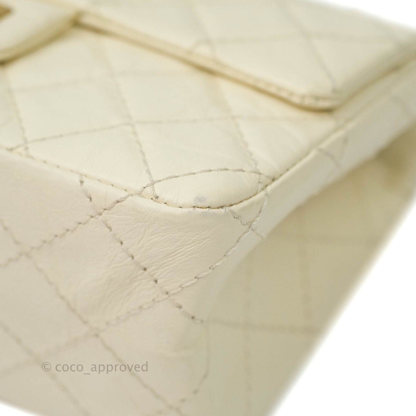 Chanel Mini Reissue 224 White Aged Calfskin Aged Gold Hardware