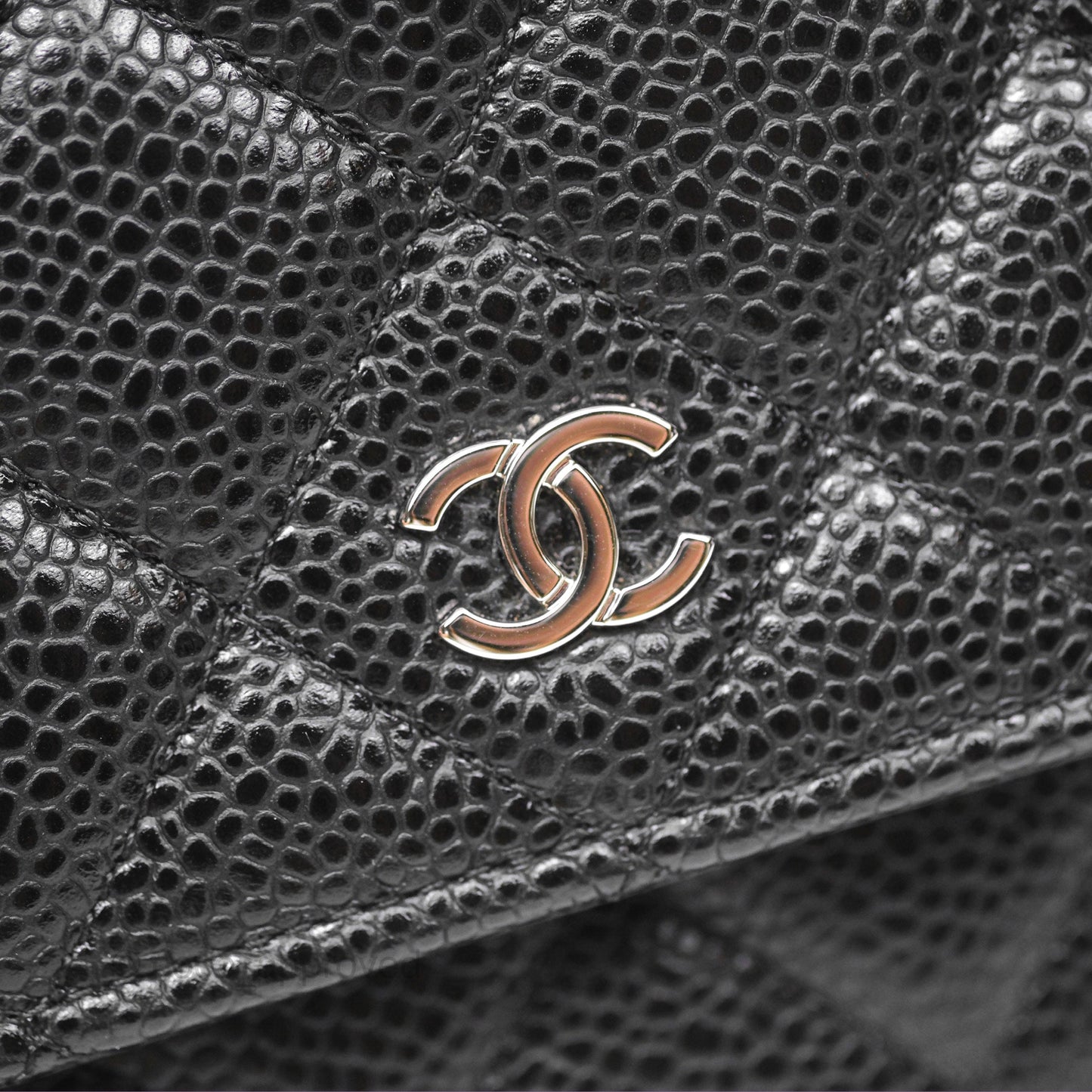 Chanel Quilted Classic Wallet On Chain WOC Black Caviar Silver Hardware