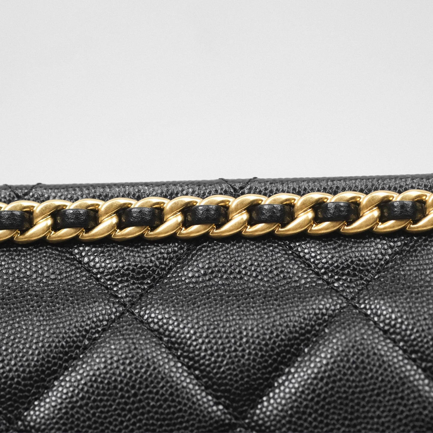 Chanel Chain Flap Bag Black Caviar Aged Gold Hardware 23A