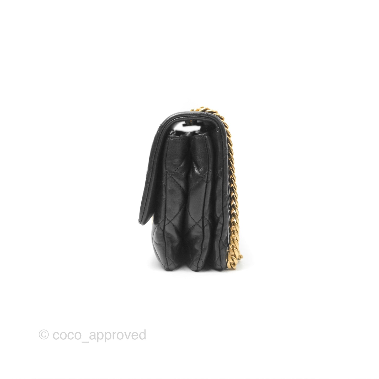 Chanel Flap Bag with Adjustable Strap Black Lambskin Aged Gold Hardware 22K