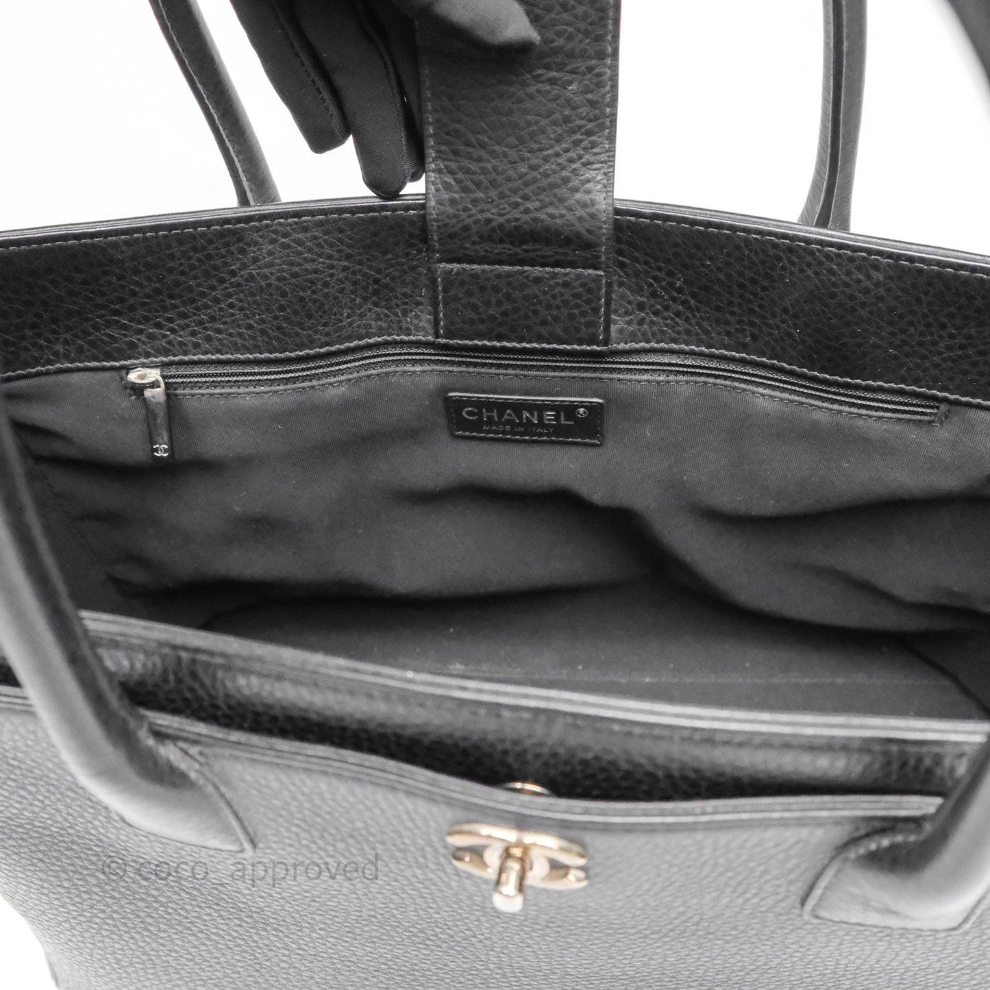 Chanel Executive Tote Bag Black Grained Calfskin Silver Hardware