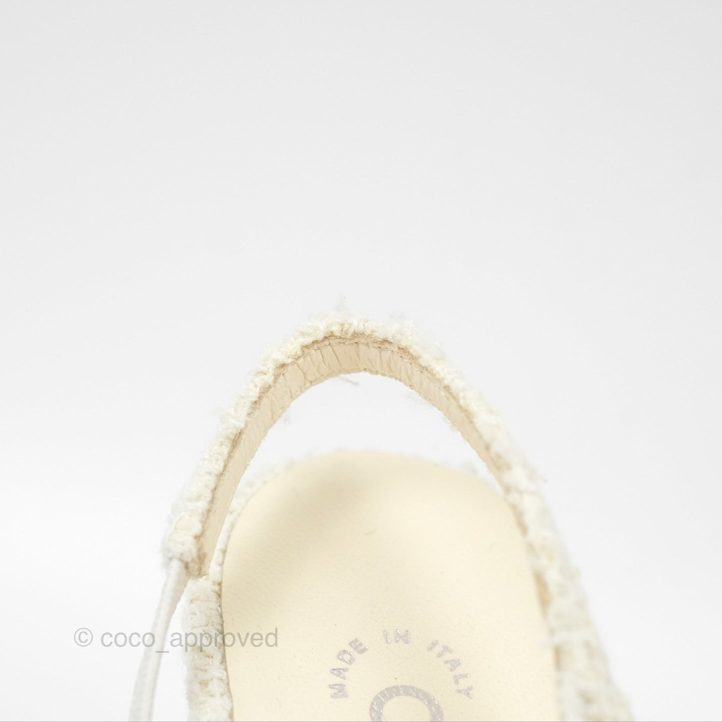 Chanel Classic Slingback Tweed White Black Size 38.5