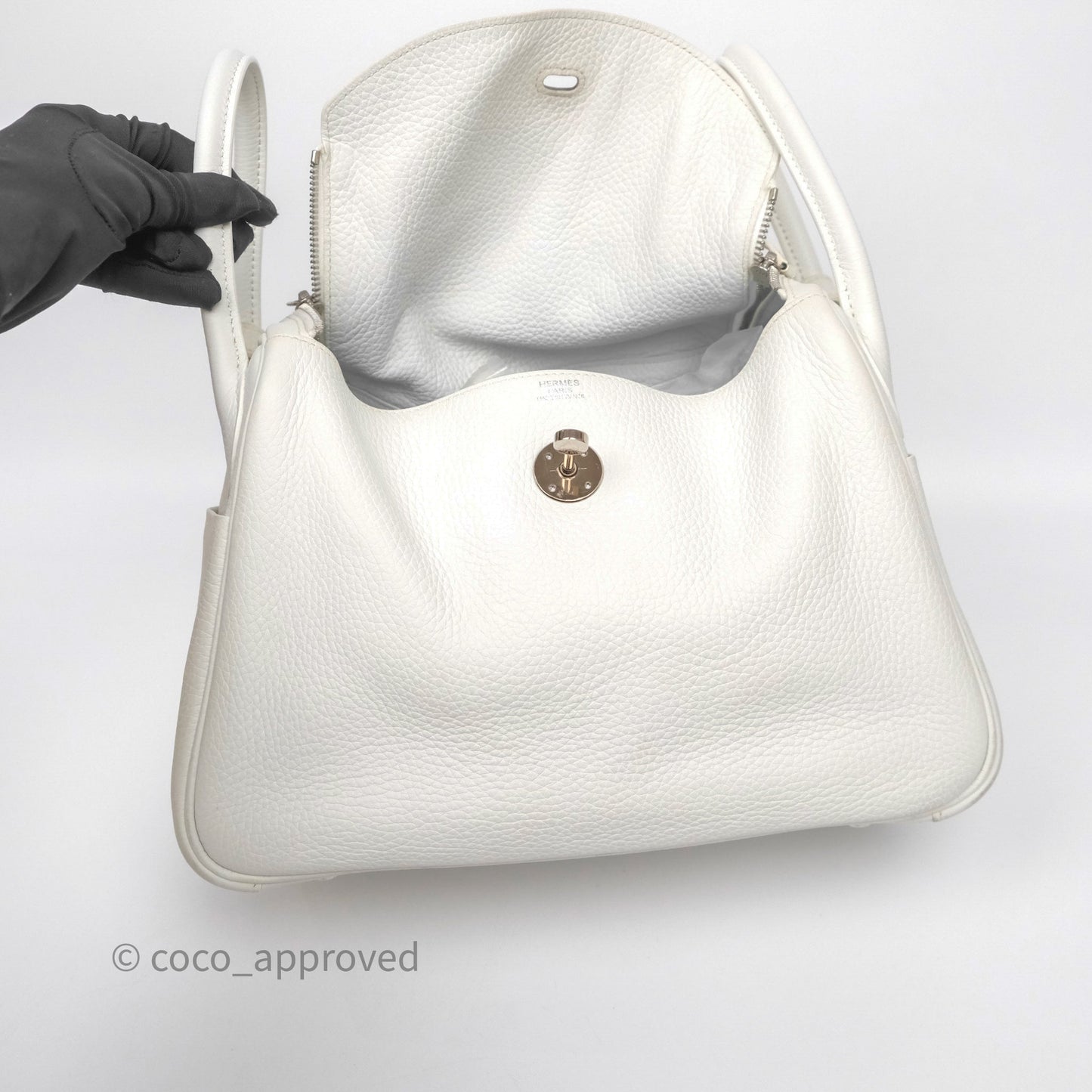 Hermès Lindy 30 White Clemence Palladium Hardware